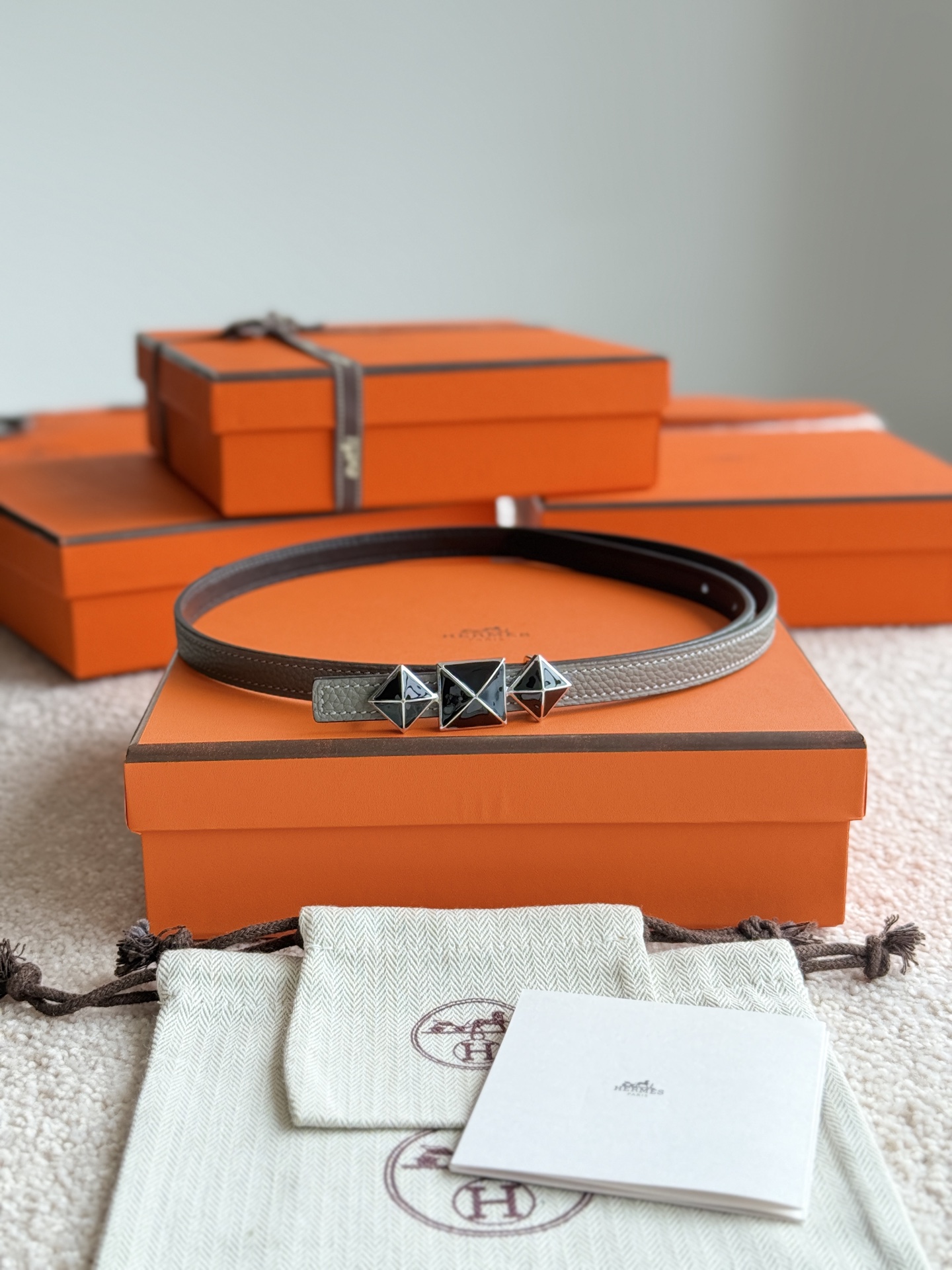 Hermes Women's Togo Leather Belt with Buckle, 13mm Width 2 i1748054051136 6234 0 0