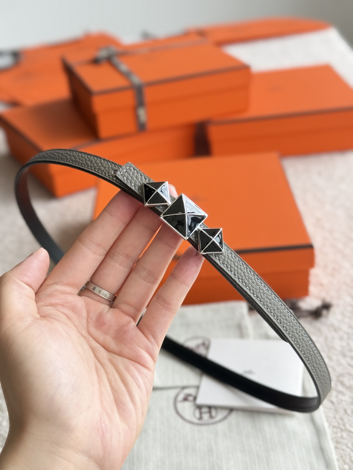 Hermes Women's Togo Leather Belt with Buckle, 13mm Width 4 i1748054051353 5854 0 2