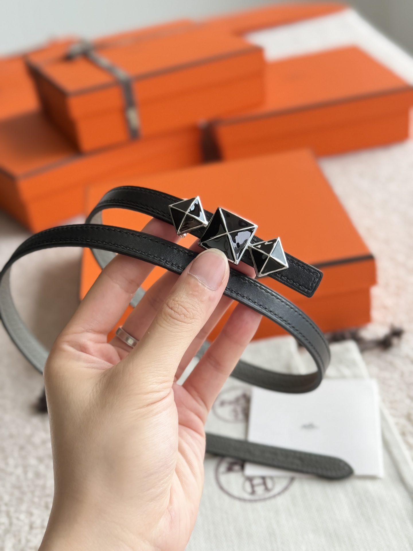 Hermes Women's Togo Leather Belt with Buckle, 13mm Width 7 i1748054052622 7202 0 5