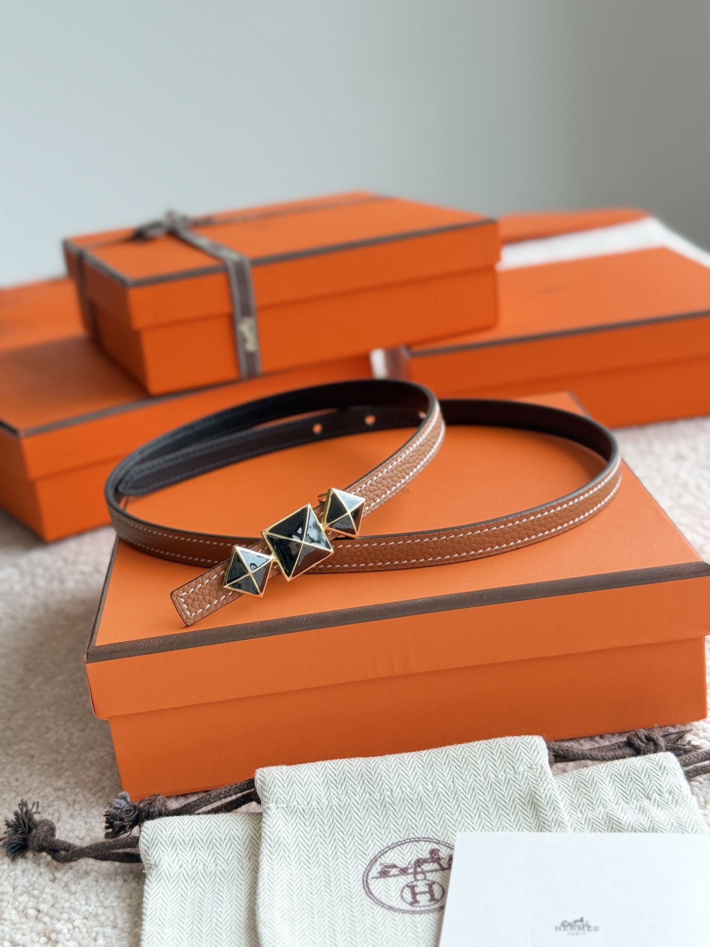 Hermes Women's Togo Leather Belt with Buckle - 13mm Width 2 i1748054063769 2378 0 1