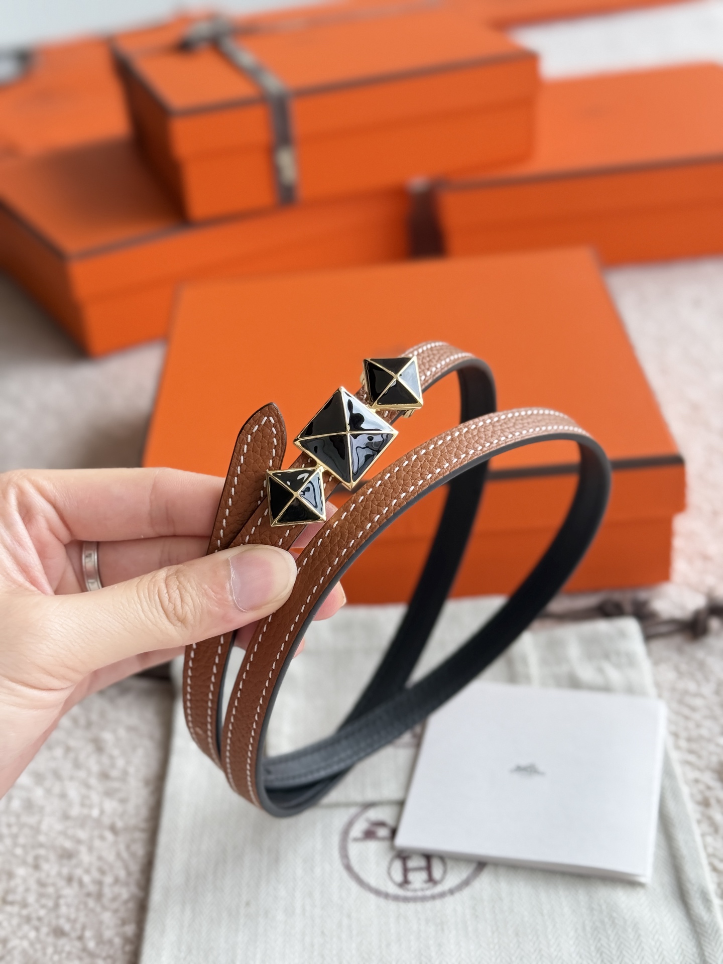 Hermes Women's Togo Leather Belt with Buckle - 13mm Width 4 i1748054063795 5182 0 3