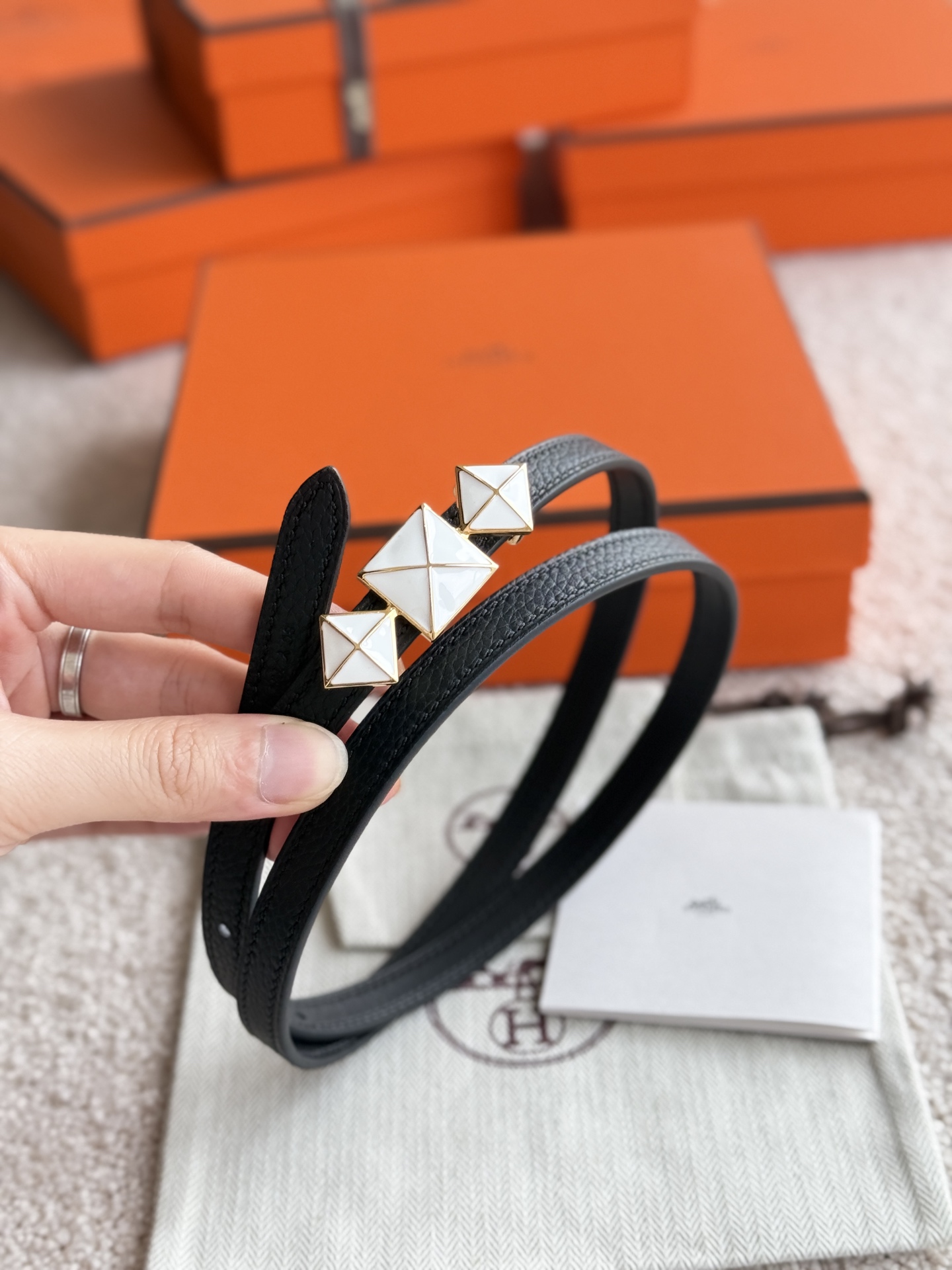 Hermes Women's Togo Leather Belt with Fine Hardware - 13mm Width 5 i1748054117169 3114 0 3