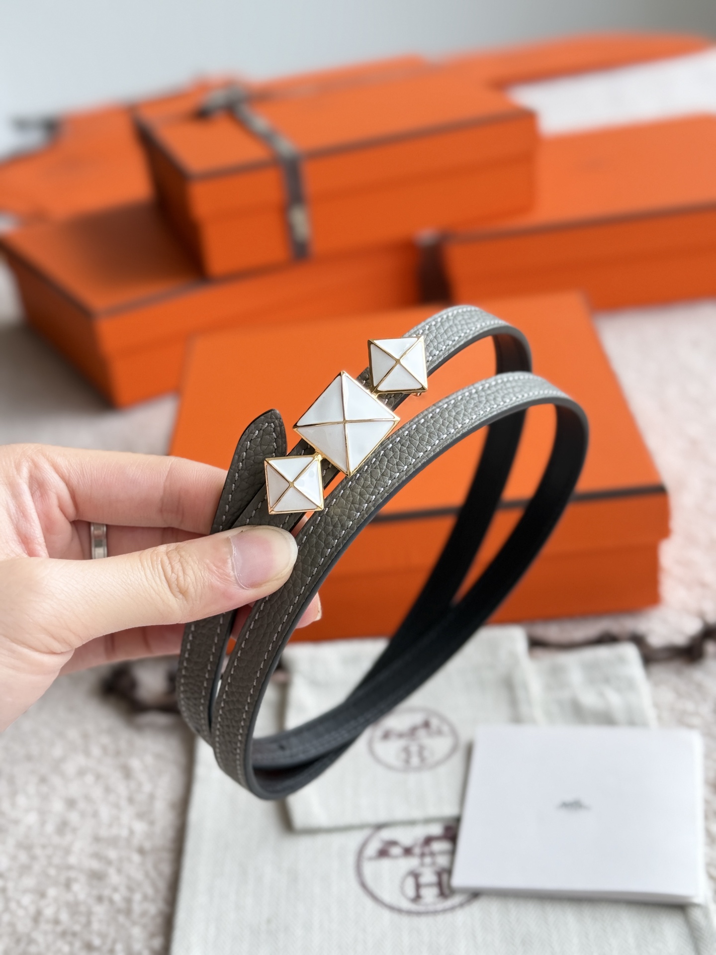 Hermes Women's Togo Leather Belt with Buckle - 13MM Width 5 i1748054133676 2707 0 3