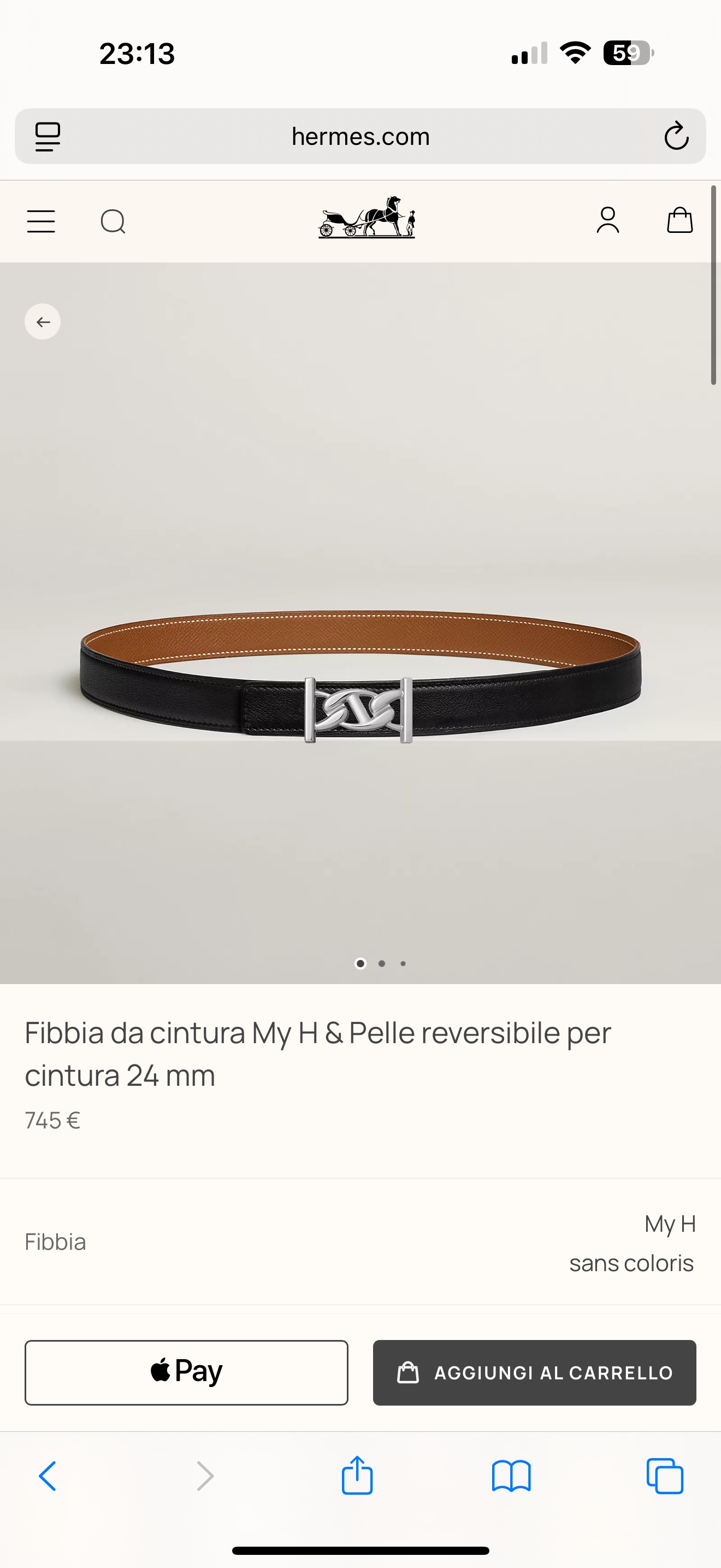 Hermes Women's Reversible Leather Belt with My H Buckle, 24mm 2 i1748225913472 5014 0 0