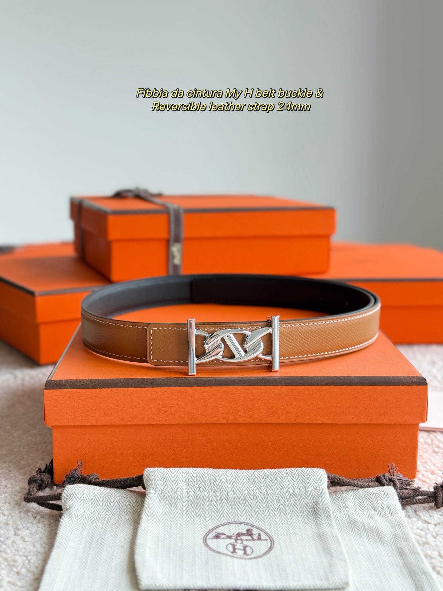 Hermes Women's Reversible Leather Belt with My H Buckle, 24mm 4 i1748225913472 7417 0 2