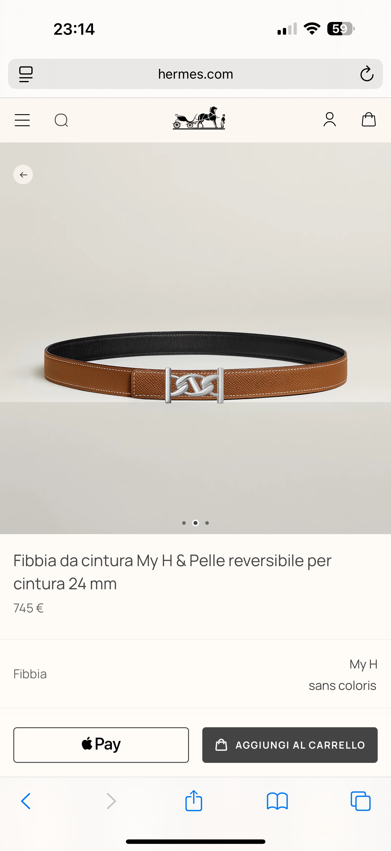 Hermes Women's Reversible Leather Belt with My H Buckle, 24mm 3 i1748225915617 3691 0 1