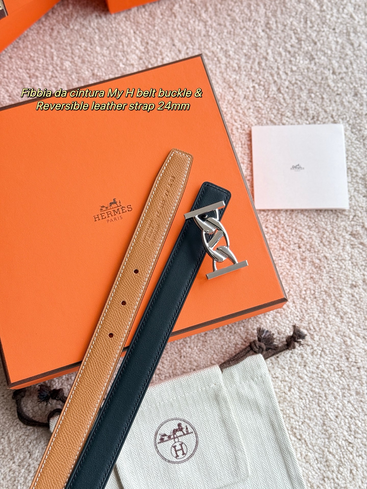 Hermes Women's Reversible Leather Belt with My H Buckle, 24mm 6 i1748225915678 9381 0 4