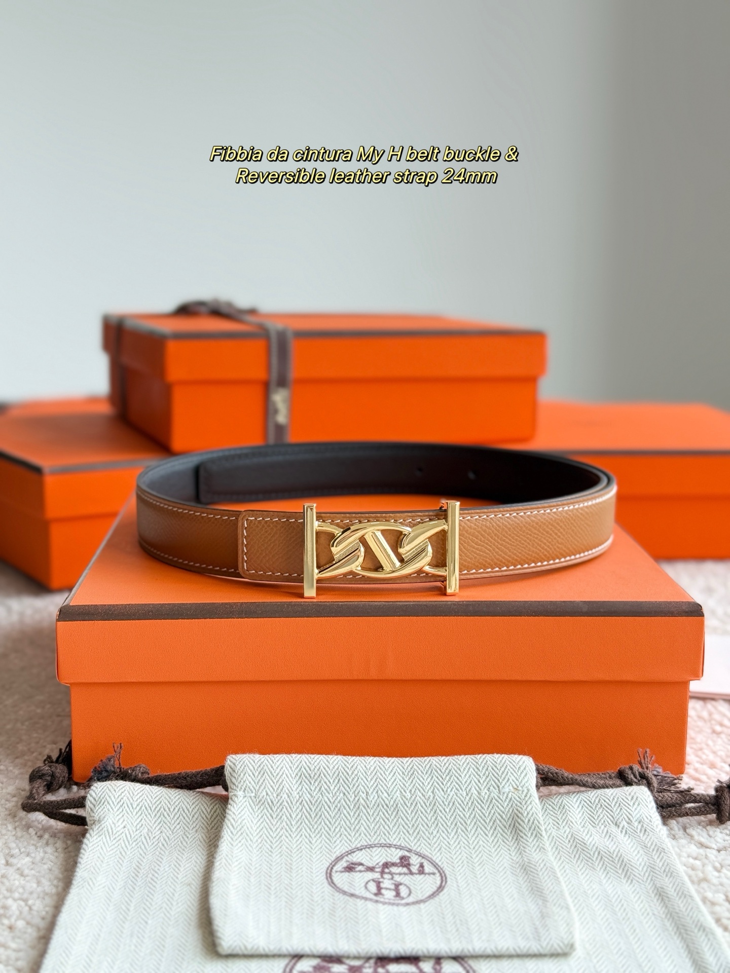 Hermès Women's Belt MY H Buckle Reversible Leather Strap 24MM 4 i1748226030166 8441 0 2