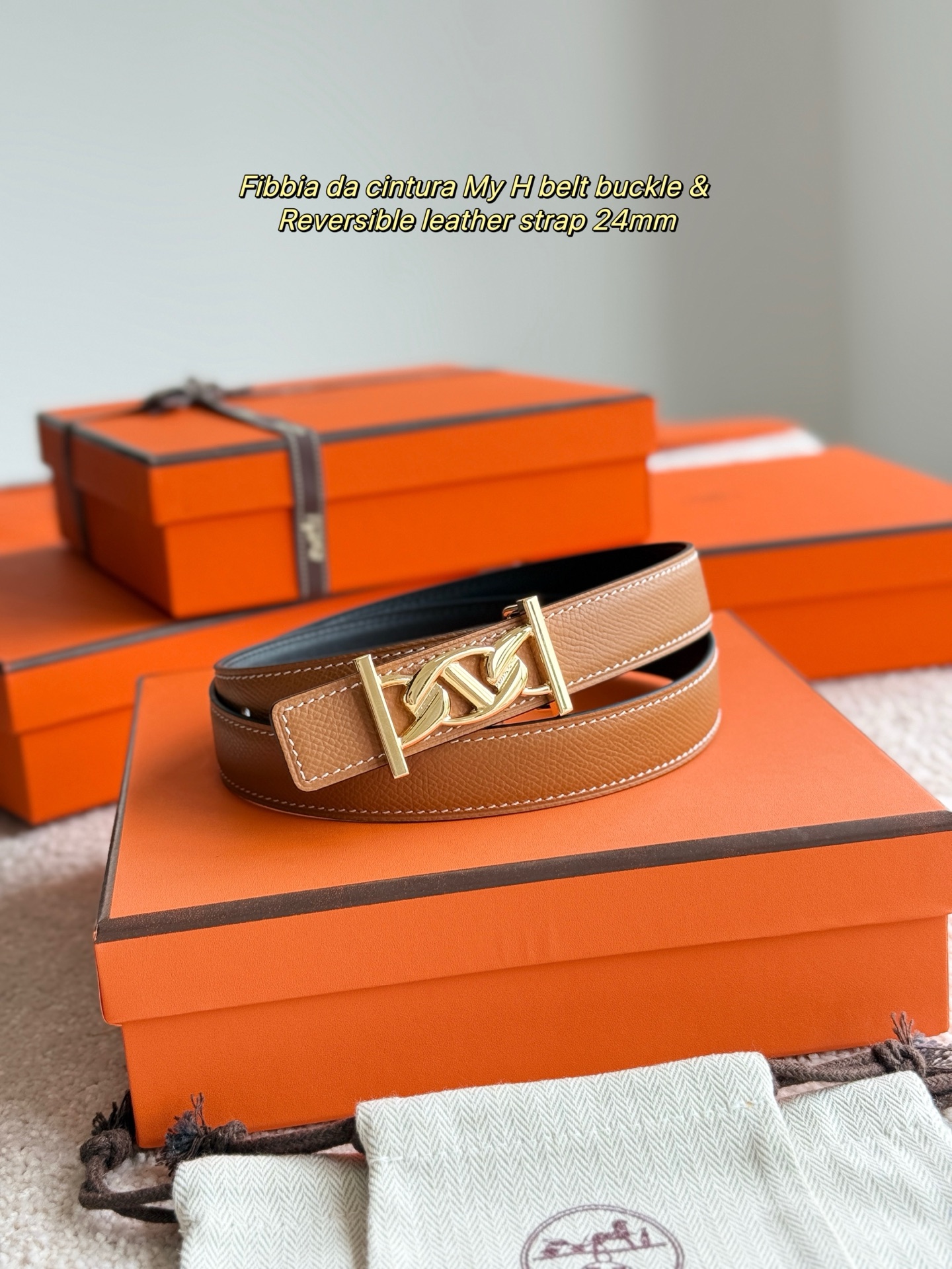 Hermès Women's Belt MY H Buckle Reversible Leather Strap 24MM 5 i1748226030205 7534 0 3
