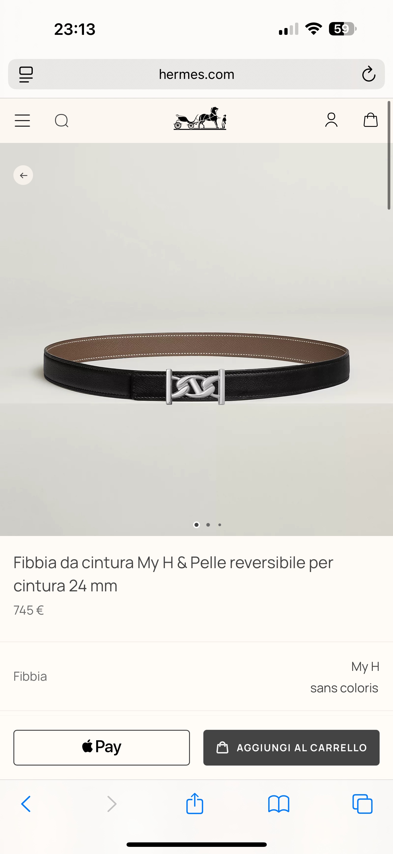 Hermès Women's My H Reversible Leather Belt - 24mm Width, Silver Hardware 2 i1748226065793 2589 0 0