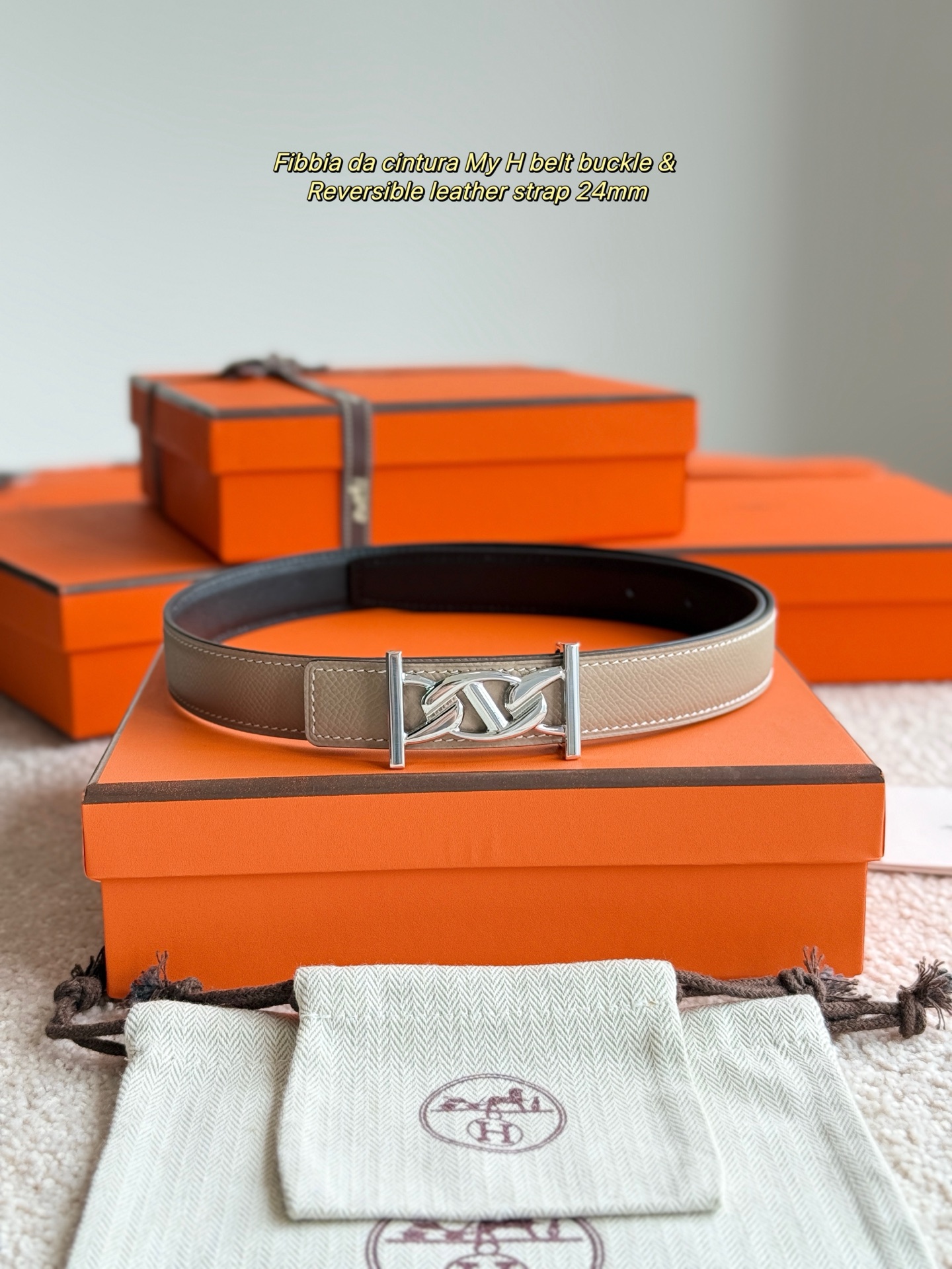Hermès Women's My H Reversible Leather Belt - 24mm Width, Silver Hardware 4 i1748226065920 2713 0 2