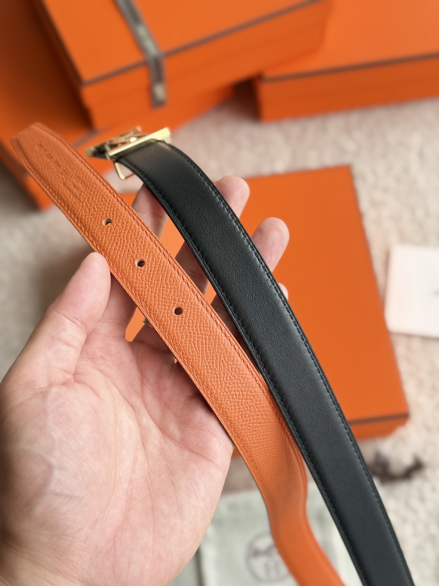 Hermes Women's Reversible Leather Belt with My H Buckle - 24mm 9 i1748226145455 4109 0 6