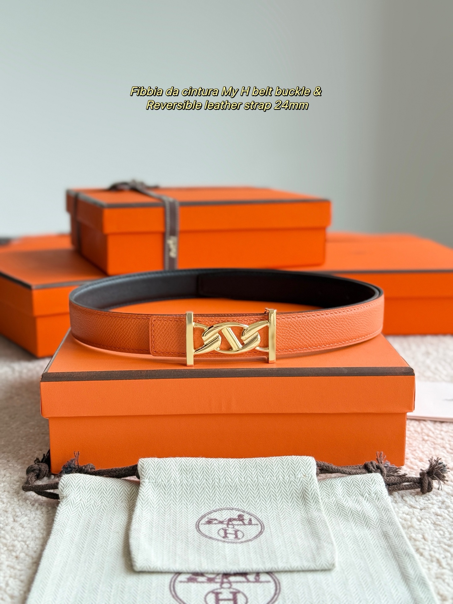 Hermes Women's Reversible Leather Belt with My H Buckle - 24mm 3 i1748226146143 9046 0 0