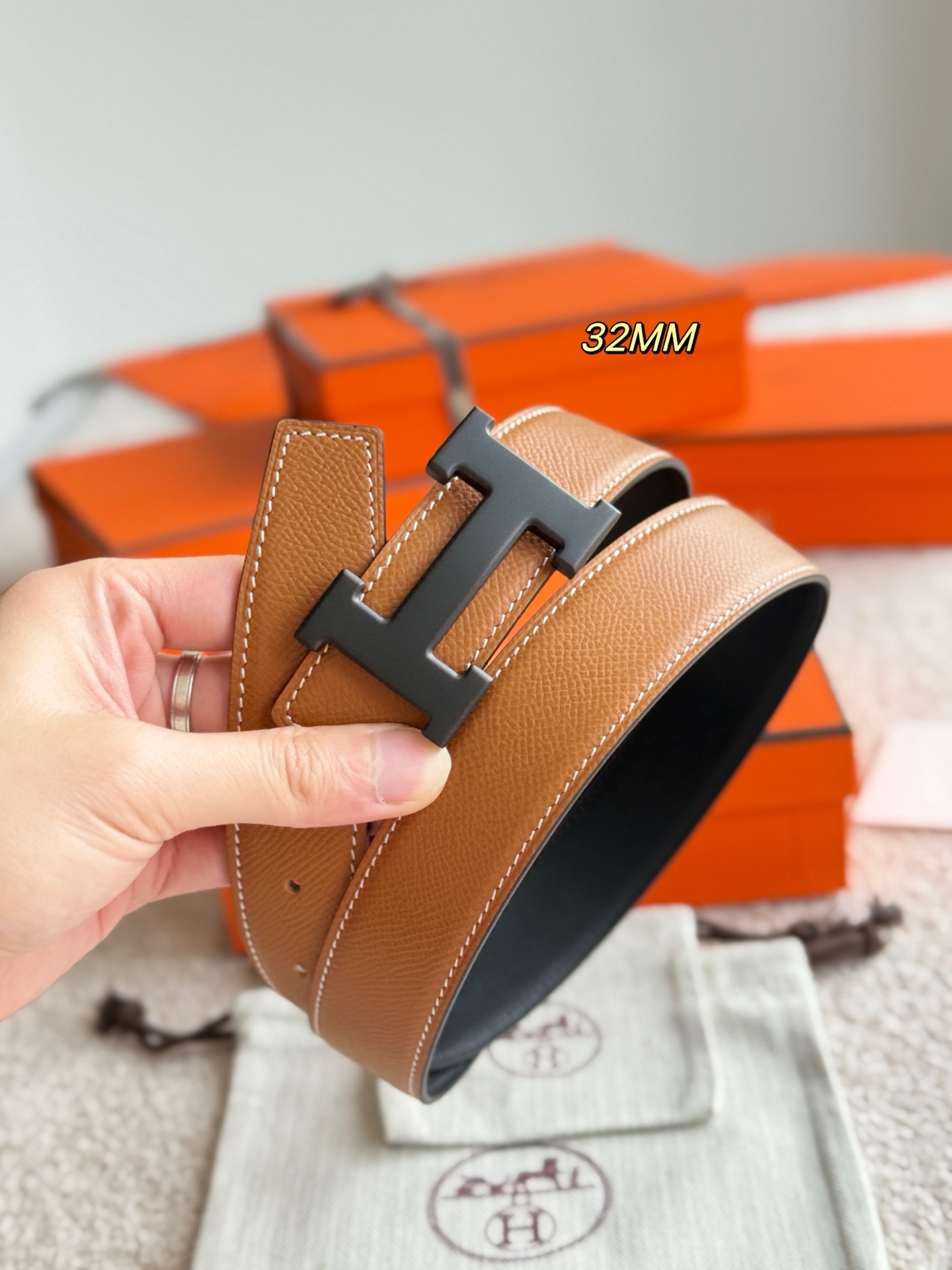 Designer H Buckle Leather Belt, Classic Style, Premium Quality, 32mm Width 6 i1748481482493 347 0 4