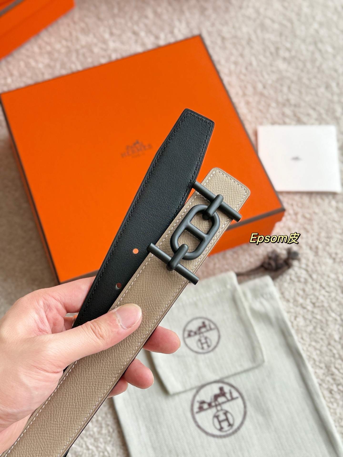 Hermes Ancre Belt, 32mm Epsom Leather, Designer Buckle, Luxury Gift for Men 6 i1748481651566 9367 0 5