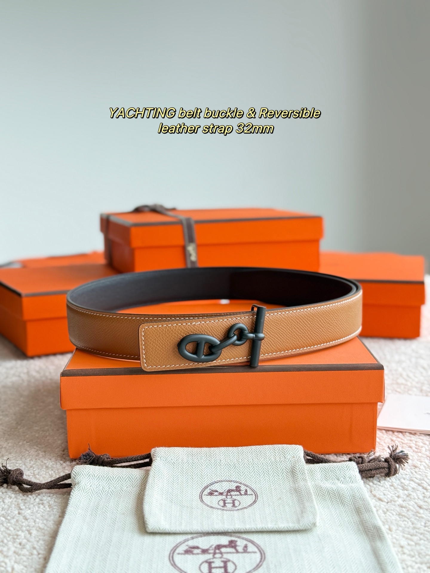 Hermes Yachting Reversible Leather Belt, 32mm - Epsom Leather & 1 i1748481664792 3353 0 0