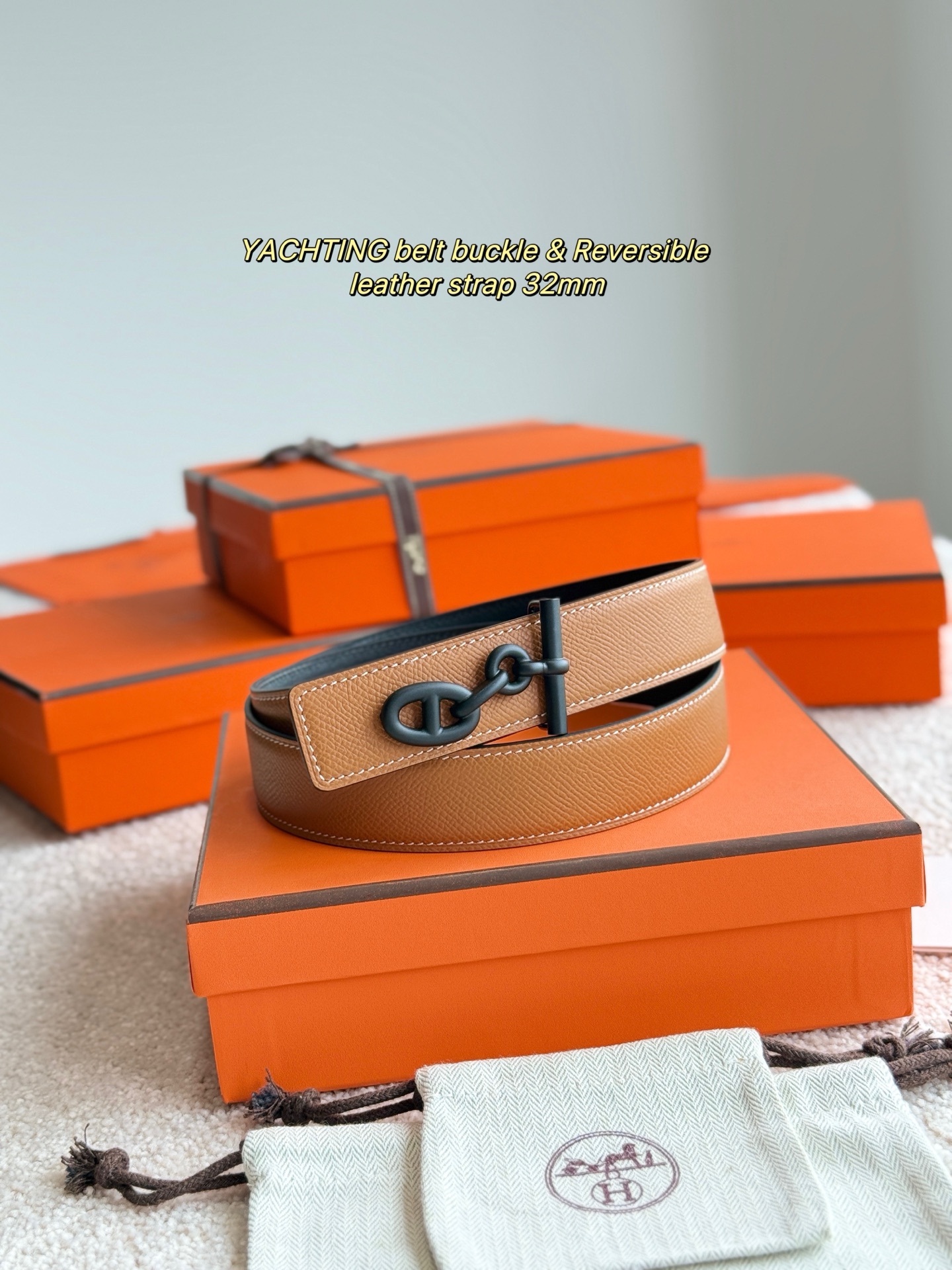 Hermes Yachting Reversible Leather Belt, 32mm - Epsom Leather & 2 i1748481665949 8805 0 1