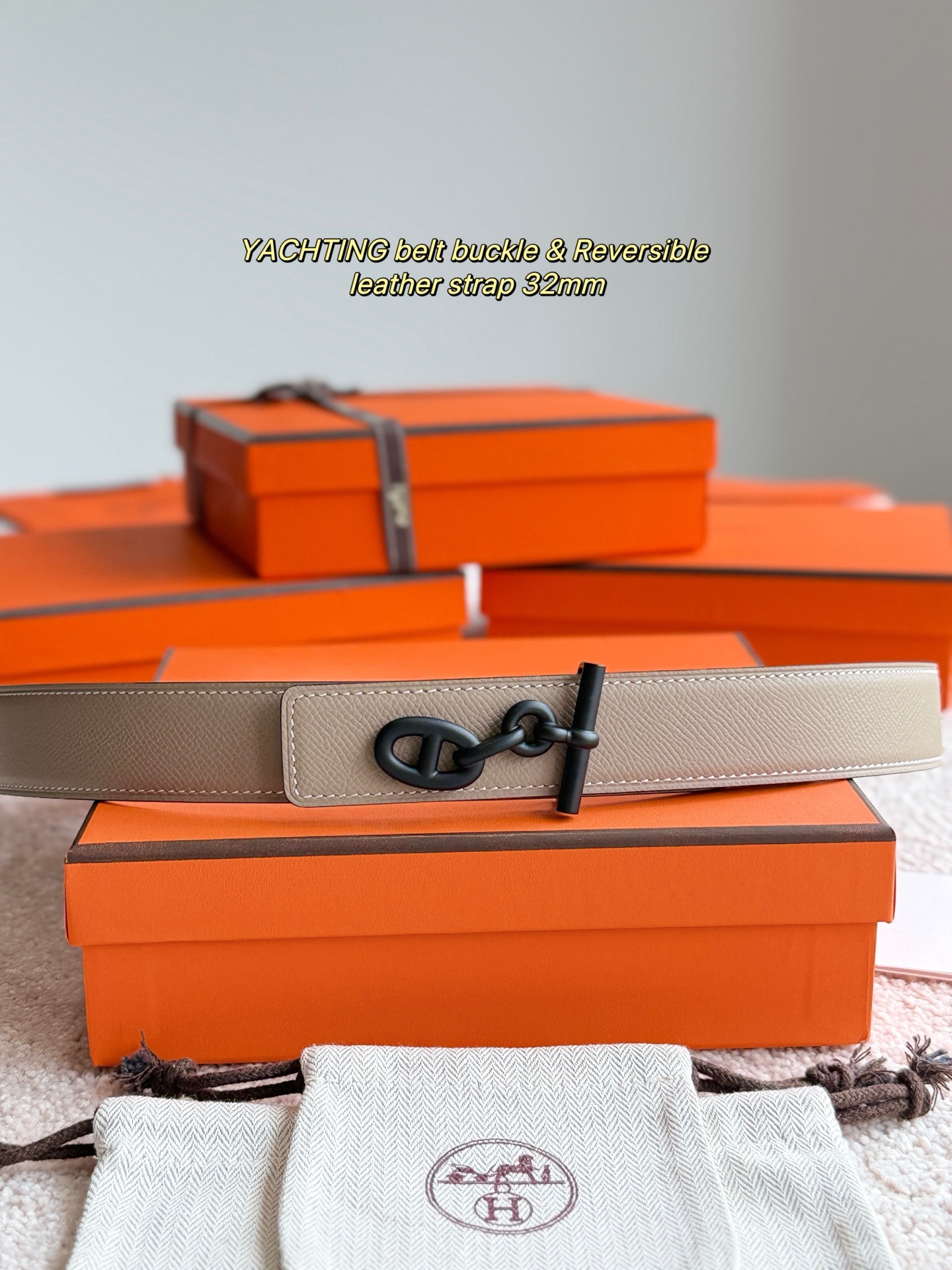 Hermes Yachting Reversible Leather Belt, 32mm - Epsom Leather, Palladium Hardware 3 i1748481702504 9268 0 1
