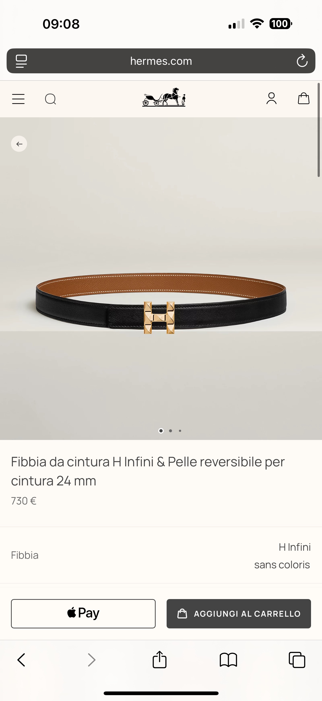 Hermes H Infini Reversible Leather Belt for Women, 24mm Width, Gold Hardware 2 i1748664886063 7366 0 7