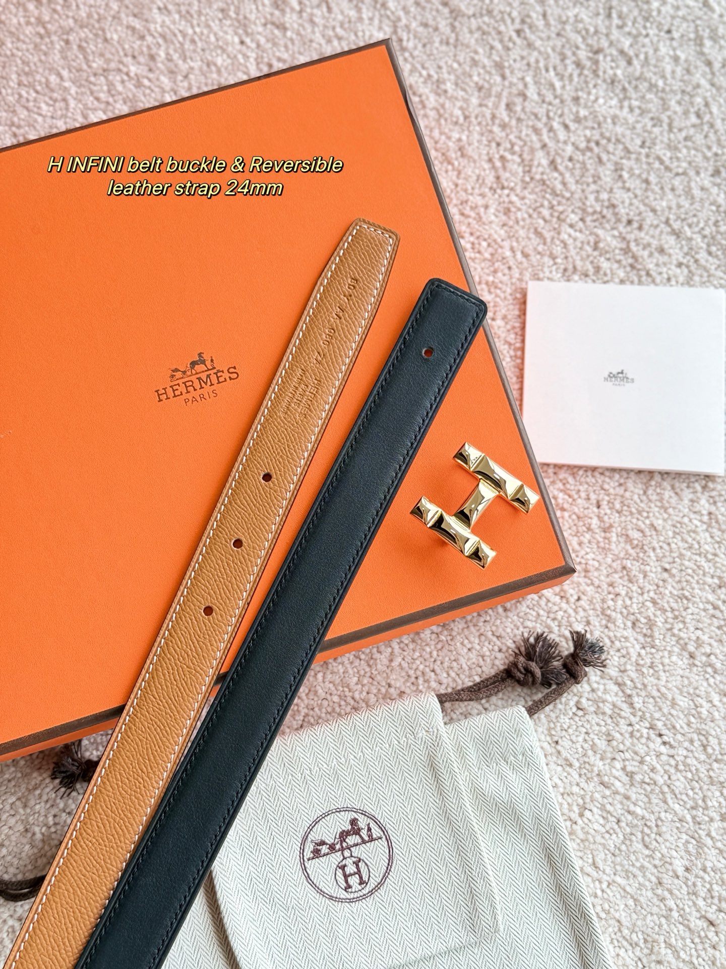 Hermes H Infini Reversible Leather Belt for Women, 24mm Width, Gold Hardware 6 i1748664886192 6859 0 2