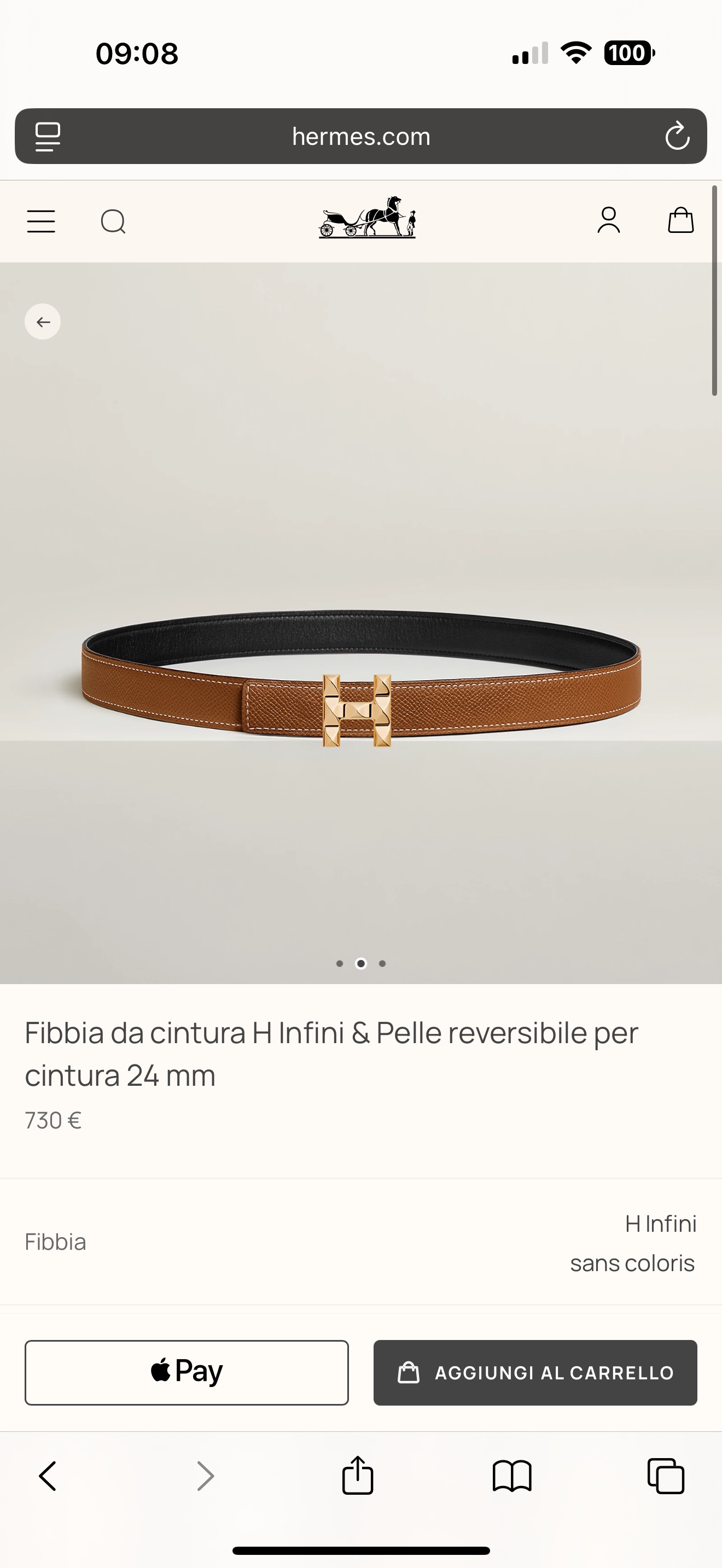 Hermes H Infini Reversible Leather Belt for Women, 24mm Width, Gold Hardware 3 i1748664887207 3064 0 8
