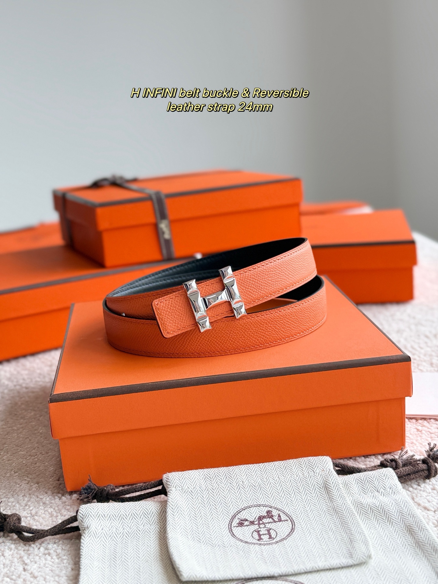 Hermes Women's H Infini Belt, Epsom Leather, 24mm Width, Silver Hardware 5 i1748664958988 972 0 1