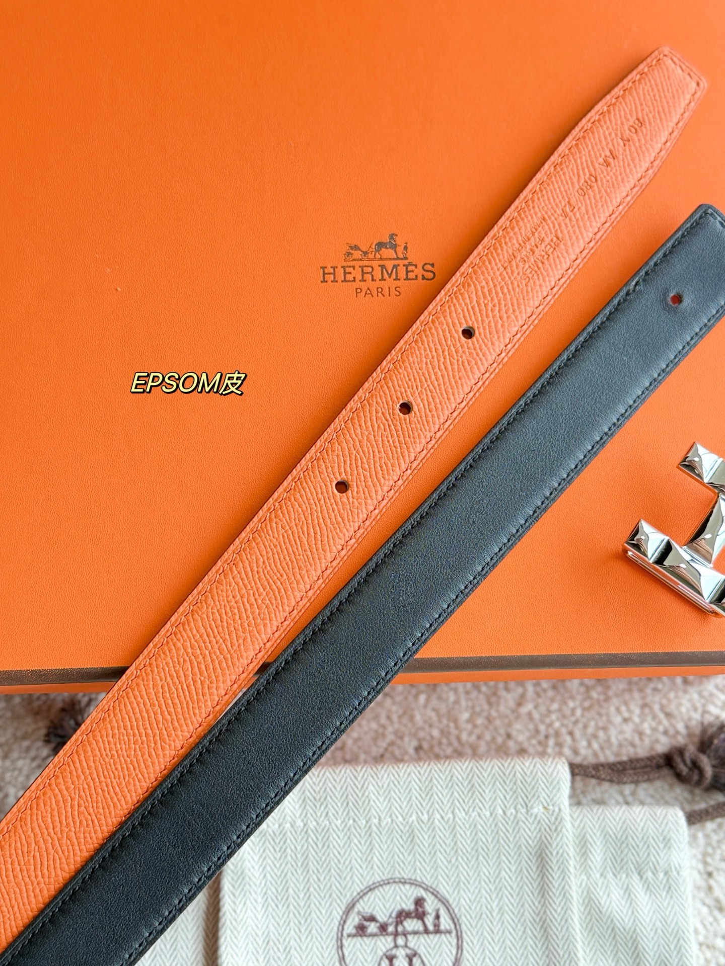 Hermes Women's H Infini Belt, Epsom Leather, 24mm Width, Silver Hardware 10 i1748664959043 1782 0 6