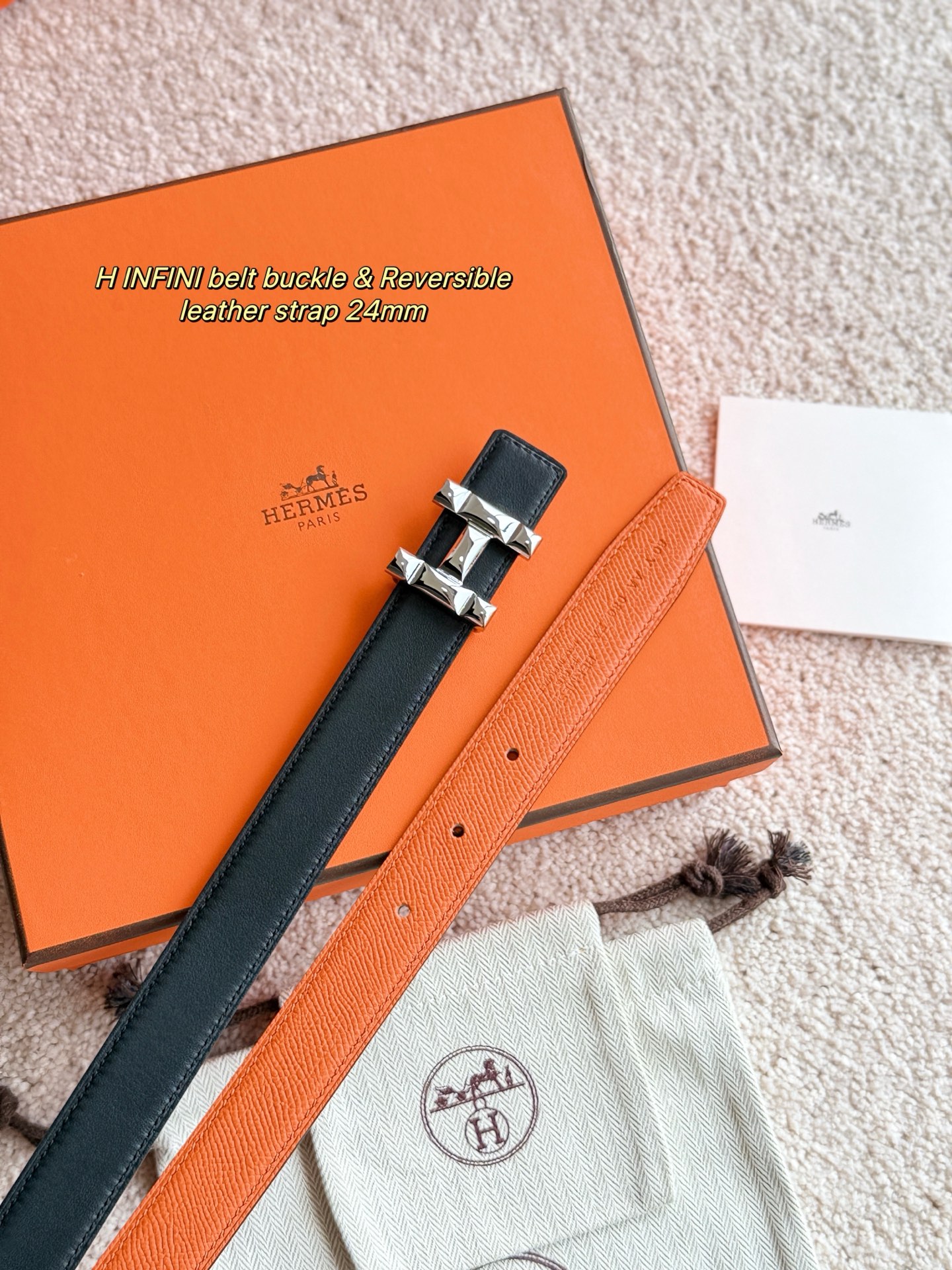 Hermes Women's H Infini Belt, Epsom Leather, 24mm Width, Silver Hardware 9 i1748664960040 2822 0 5
