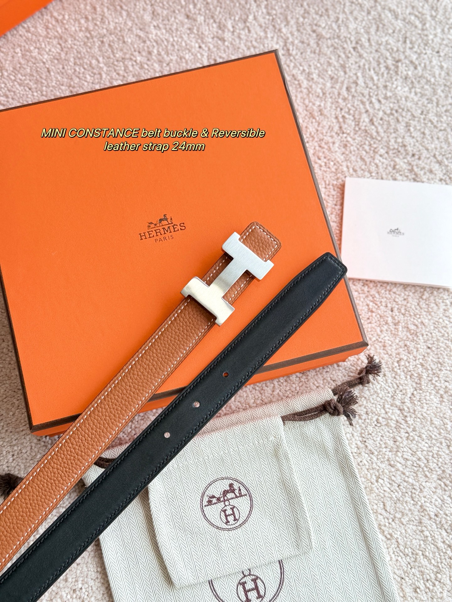 Hermes Mini Constance Reversible Leather Belt with Togo Leather - 24MM Width 4 i1748738789237 2916 0 2