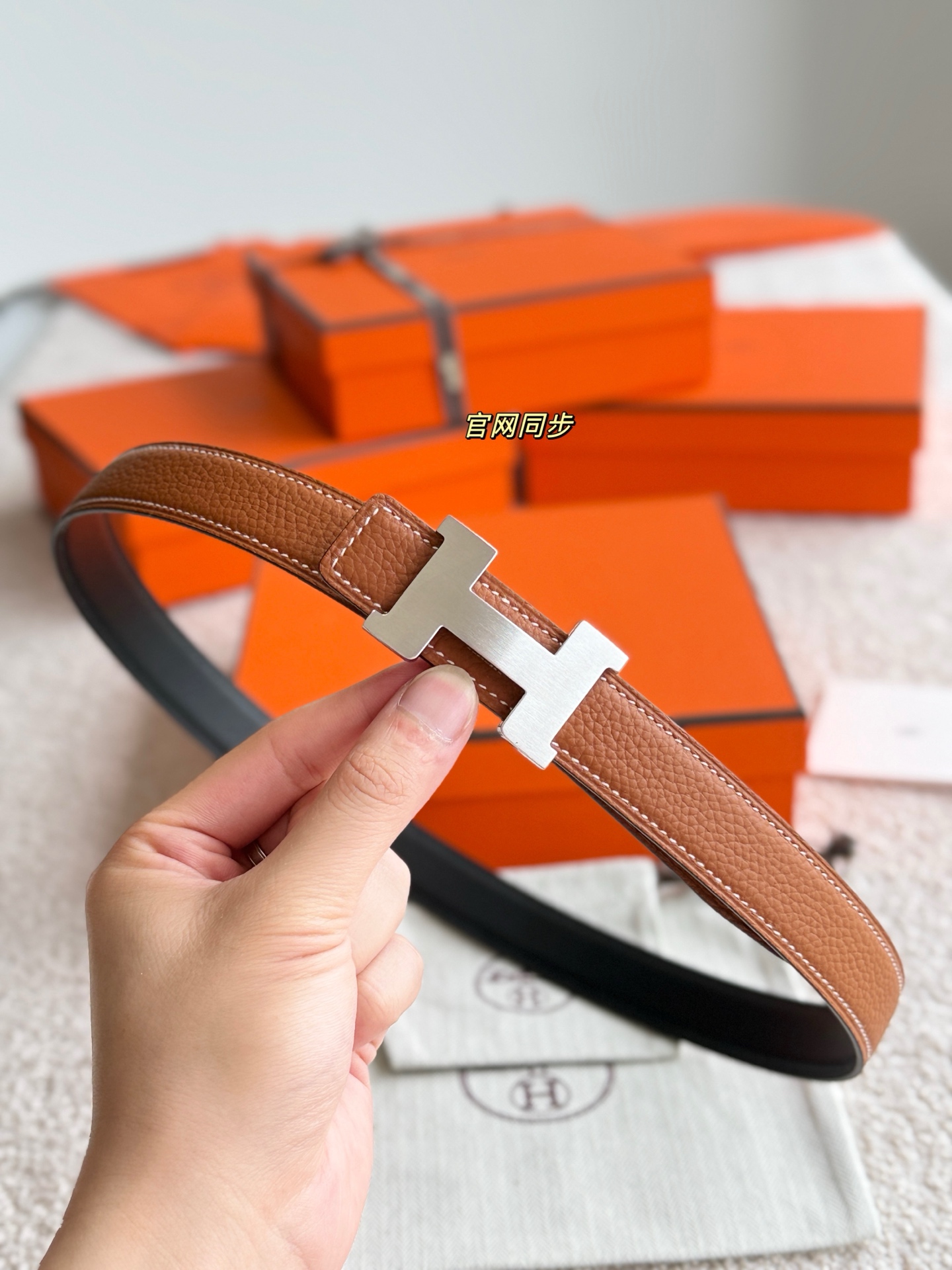 Hermes Mini Constance Reversible Leather Belt with Togo Leather - 24MM Width 5 i1748738789259 1482 0 3