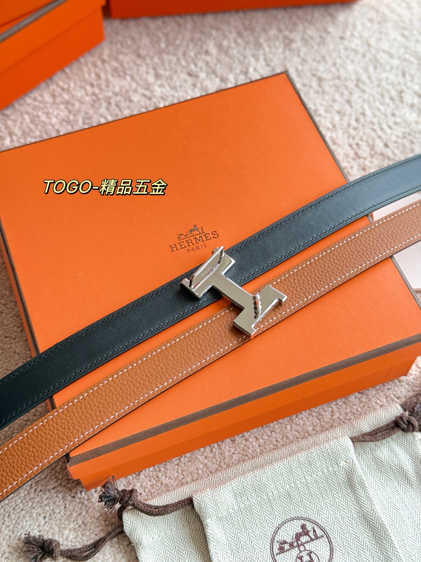 Hermes Mini Constance Reversible Leather Belt with Togo Leather - 24MM Width 7 i1748738795418 9853 0 5