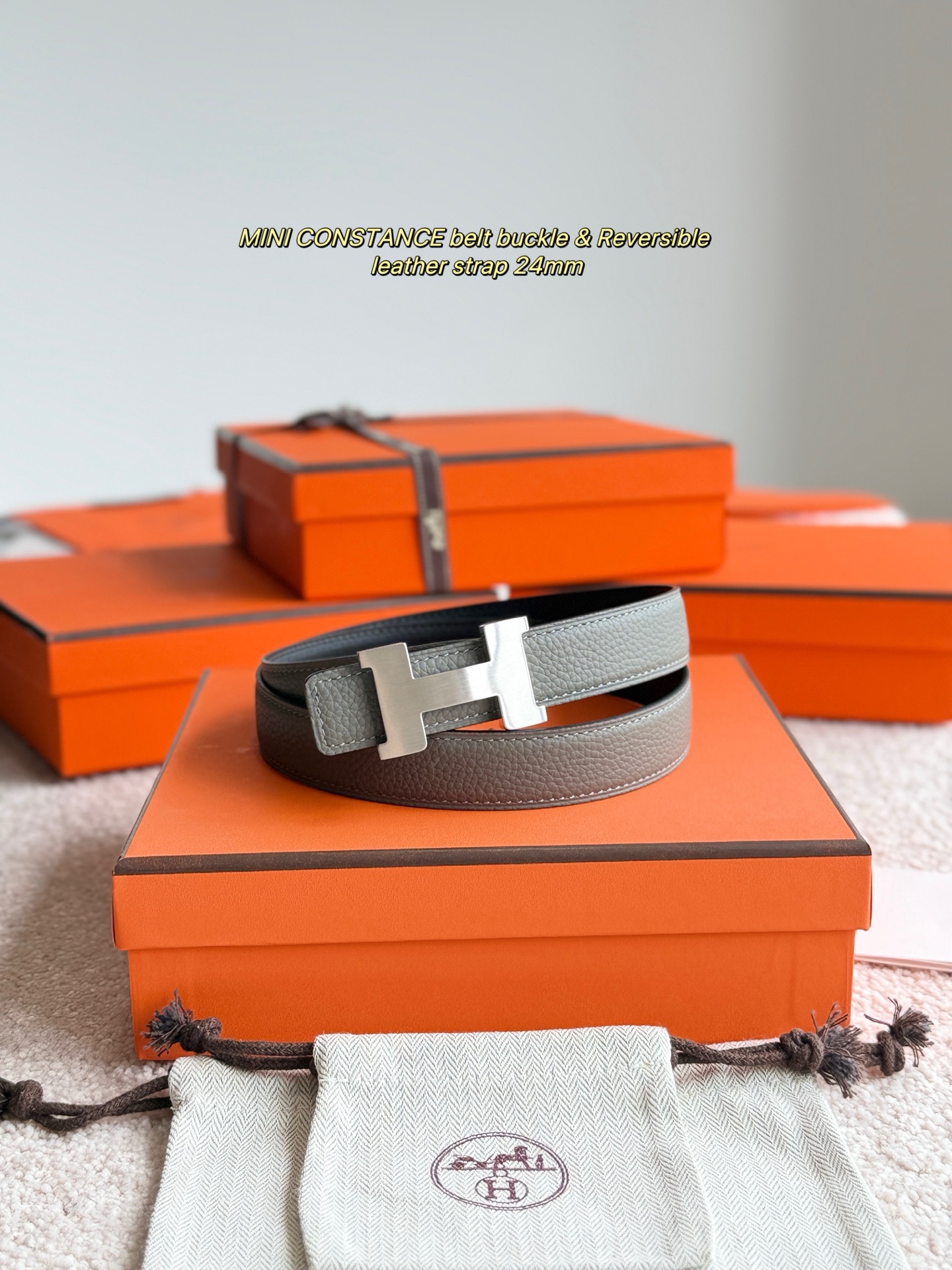 Hermes Women's Mini Constance Reversible Leather Belt with Togo Leather, 24MM 2 i1748738807483 3204 0 1