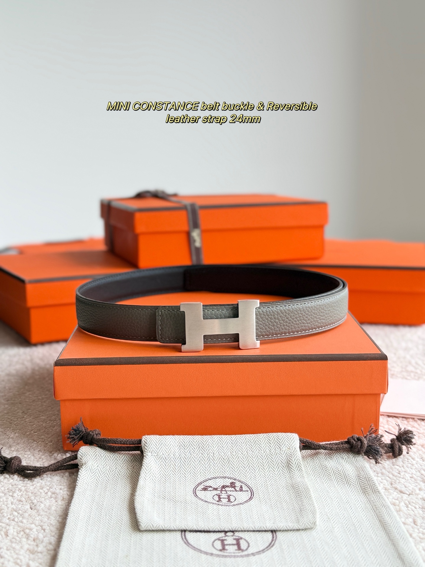 Hermes Women's Mini Constance Reversible Leather Belt with Togo Leather, 24MM 1 i1748738807485 6173 0 0