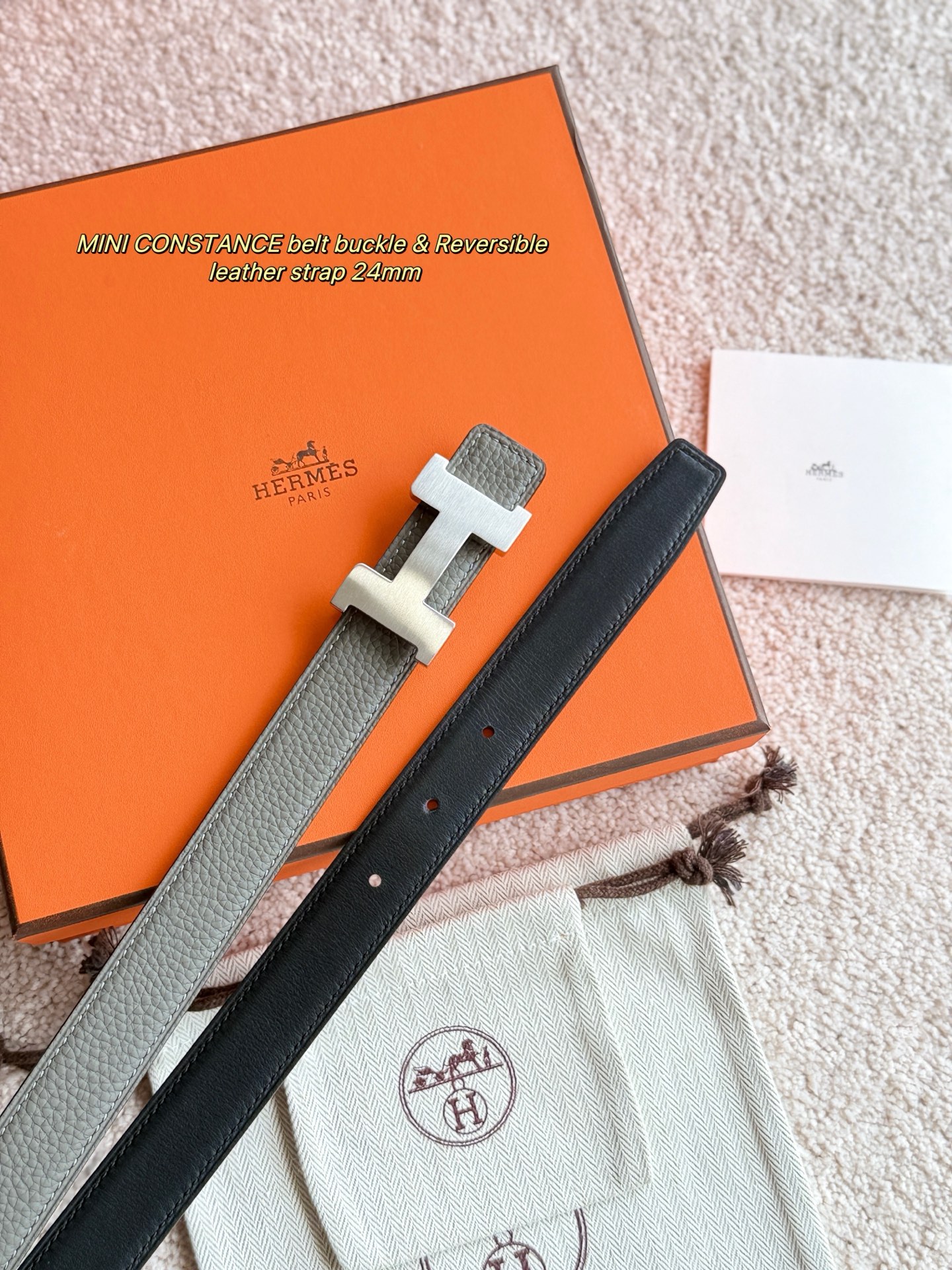 Hermes Women's Mini Constance Reversible Leather Belt with Togo Leather, 24MM 3 i1748738807498 8404 0 2