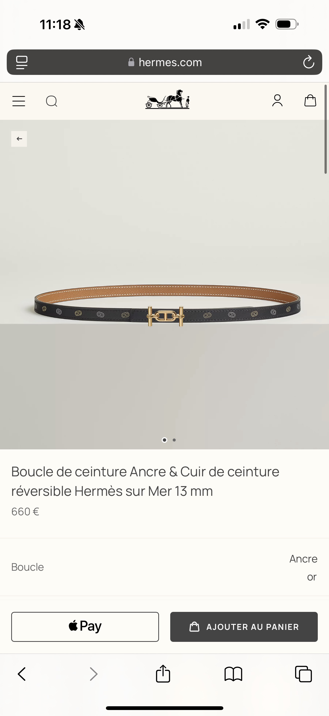 Hermes Ancre 13mm Women's Belt: Epsom Leather, Gold Hardware, Classic Design 1 i1749005961865 1222 0 0