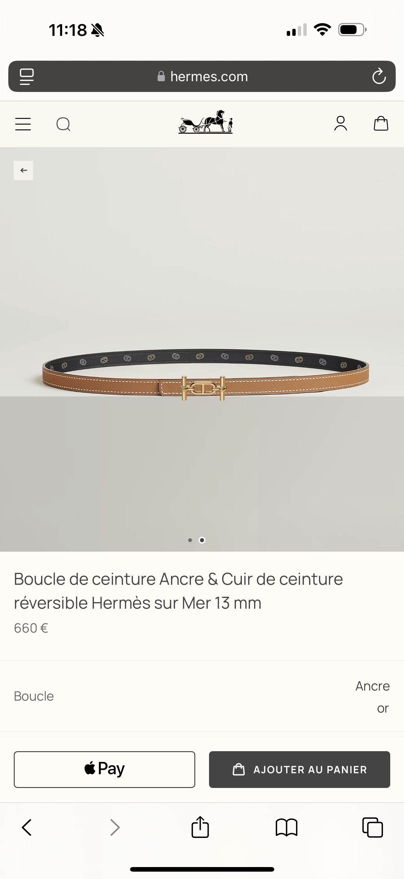 Hermes Ancre 13mm Women's Belt: Epsom Leather, Gold Hardware, Classic Design 2 i1749005961865 7734 0 1