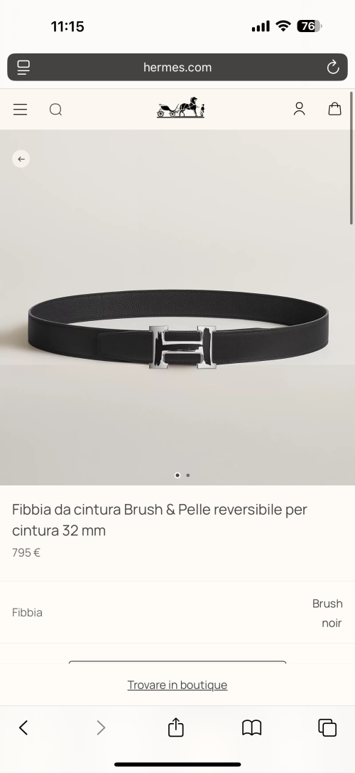 Hermès Men's 32mm Reversible Black Leather Belt with Brushed Silver Buckle 1 Hermès Men's 32mm Reversible Black Leather Belt with Brushed Silver Buckle