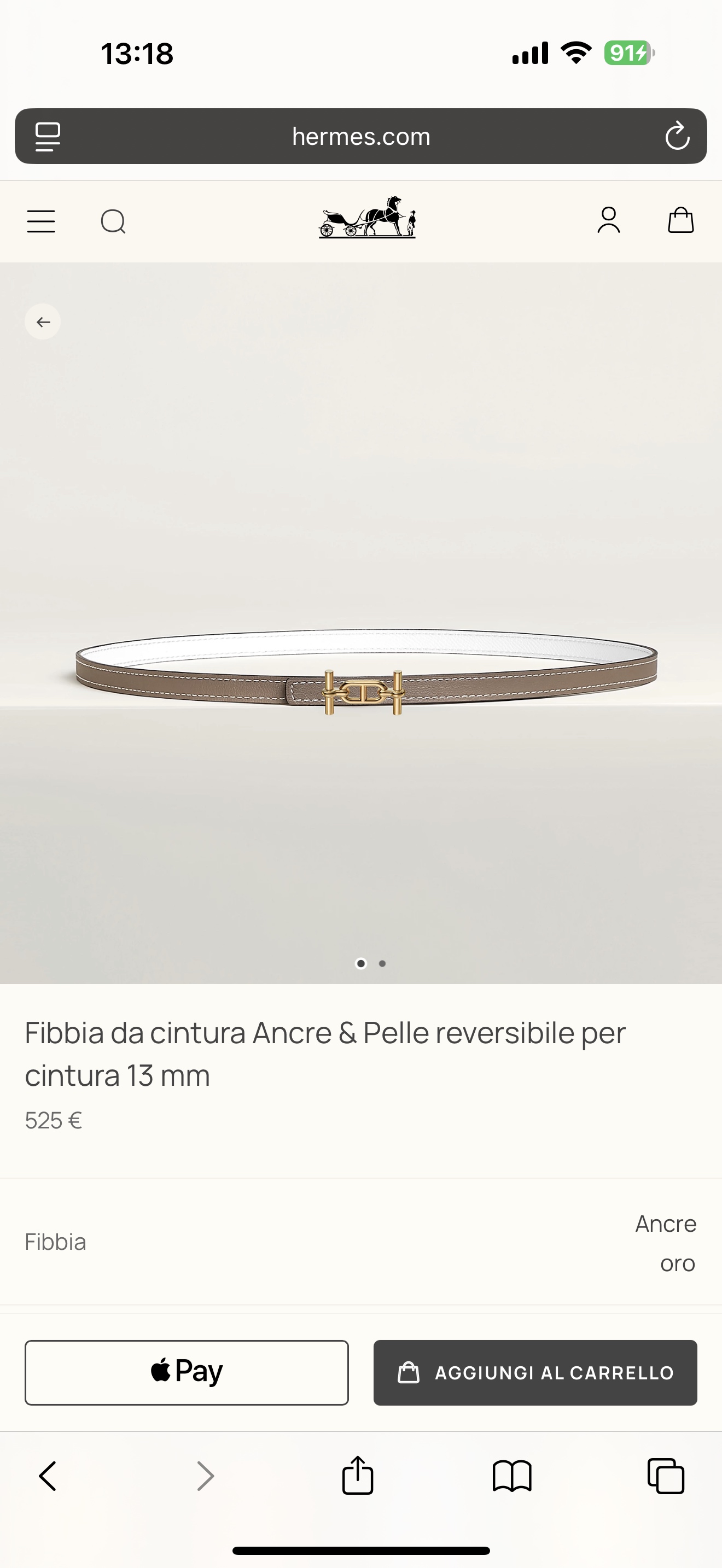 Hermes Ancre 13MM Women's Belt Epsom Leather with Gold Hardware, Gray/White 1 i1749273963363 1072 0 1