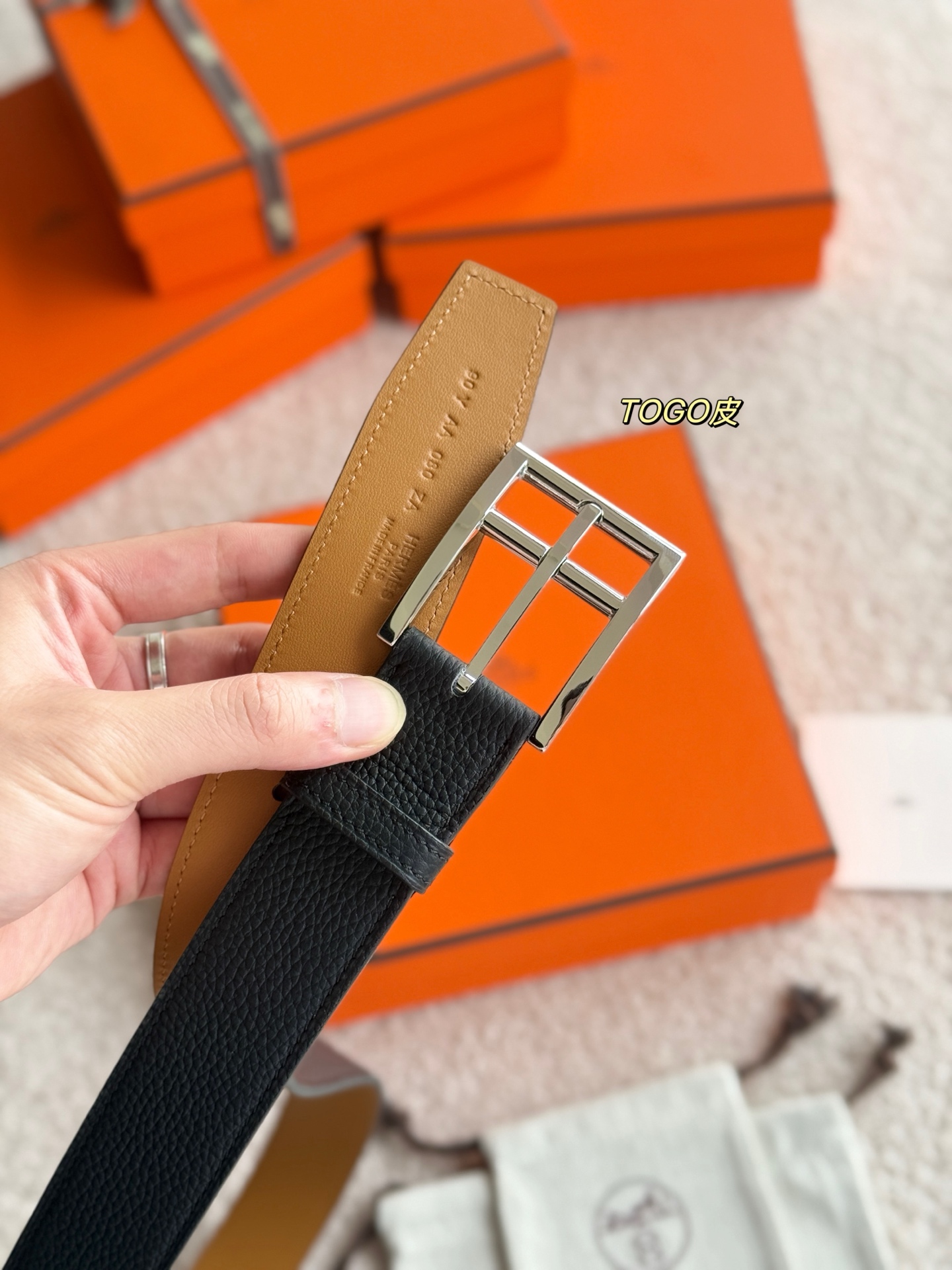 Hermès 宽 3.5cm · 代购级 爱马仕 ROMAIN 35 BELT 进口Togo皮 精品针扣 高品质