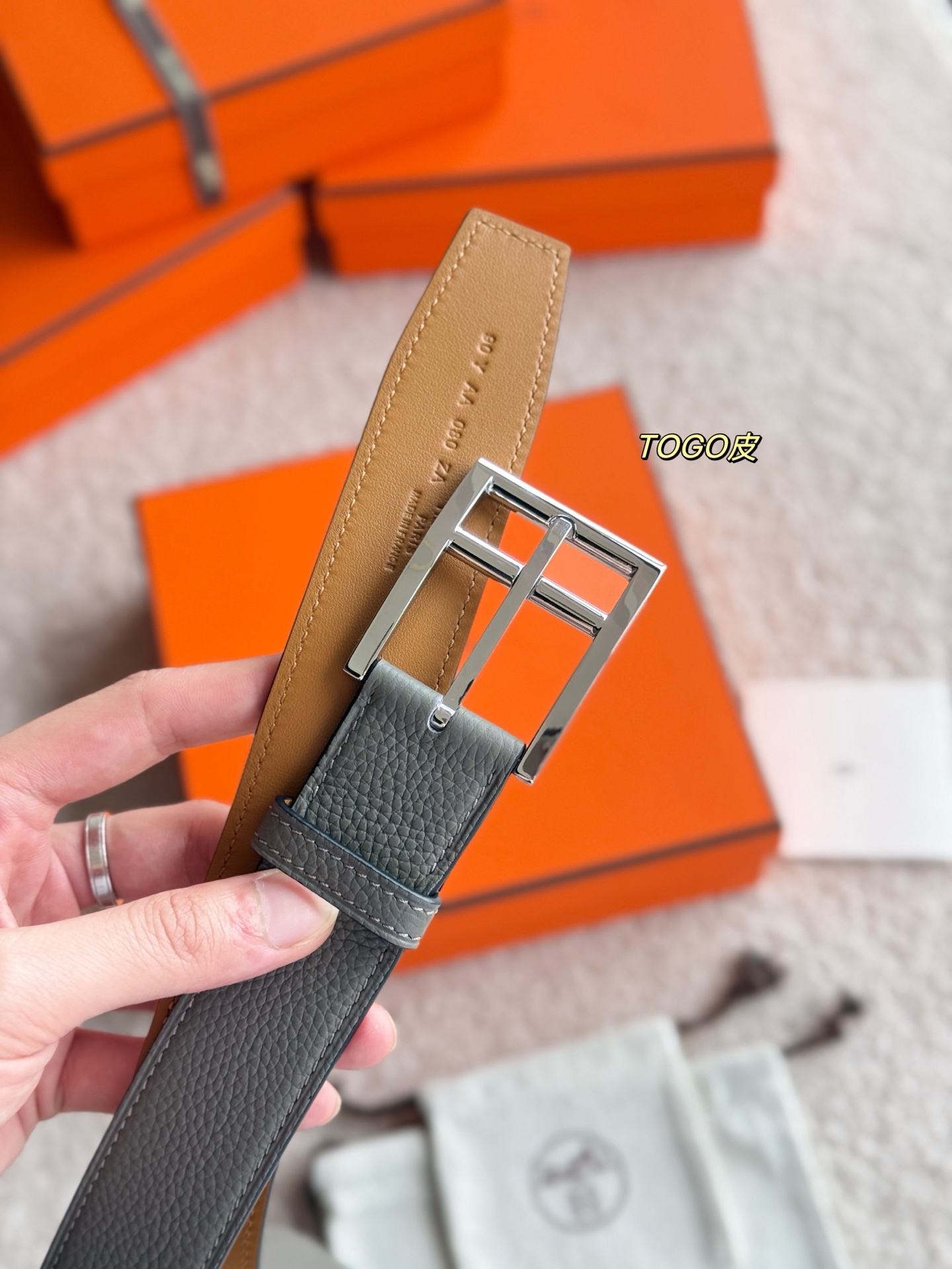 Hermès 宽 3.5cm · 代购级 爱马仕 ROMAIN 35 BELT 进口Togo皮 精品针扣 高品质