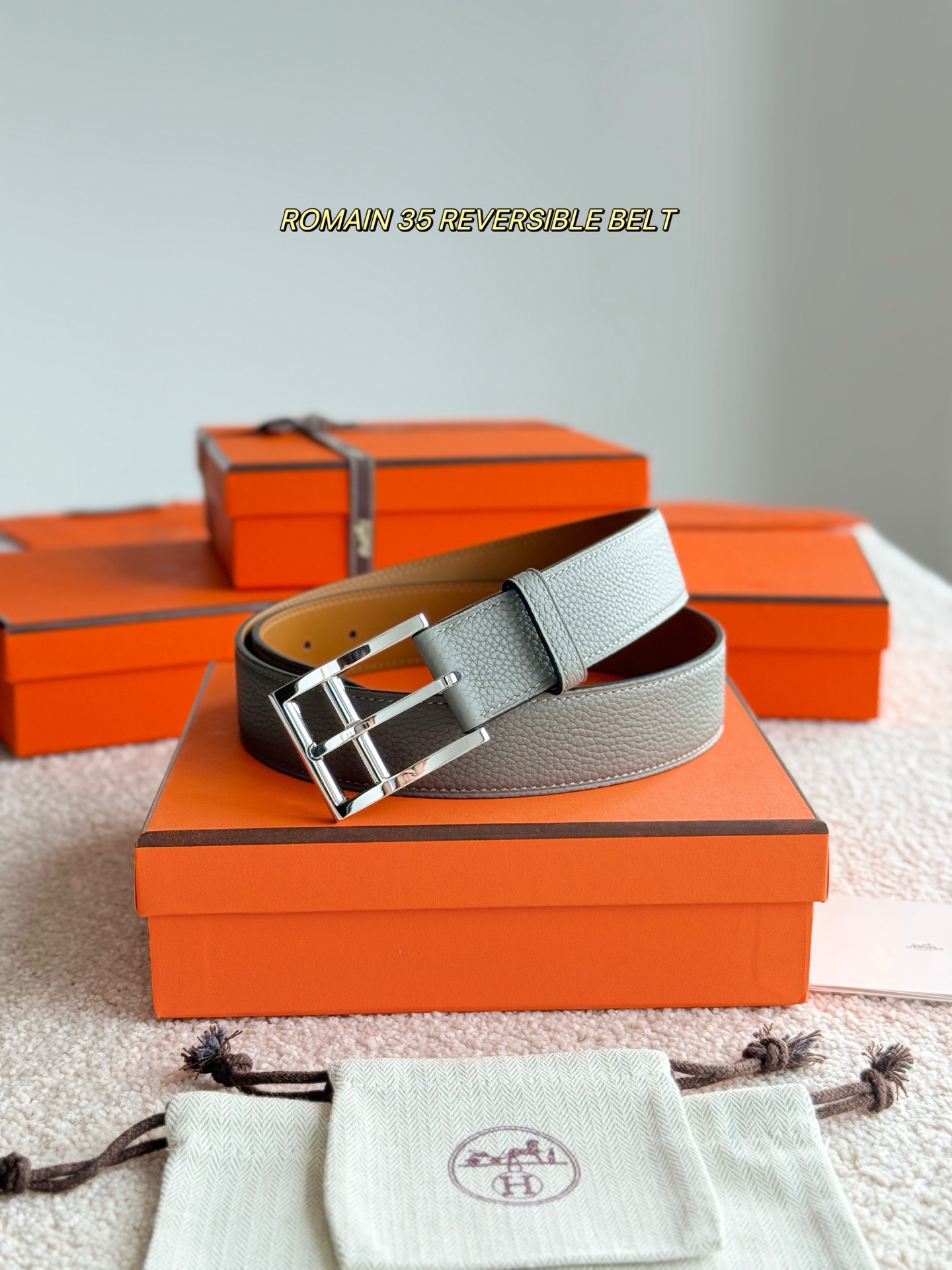 Hermès 宽 3.5cm · 代购级 爱马仕 ROMAIN 35 BELT 进口Togo皮 精品针扣 高品质