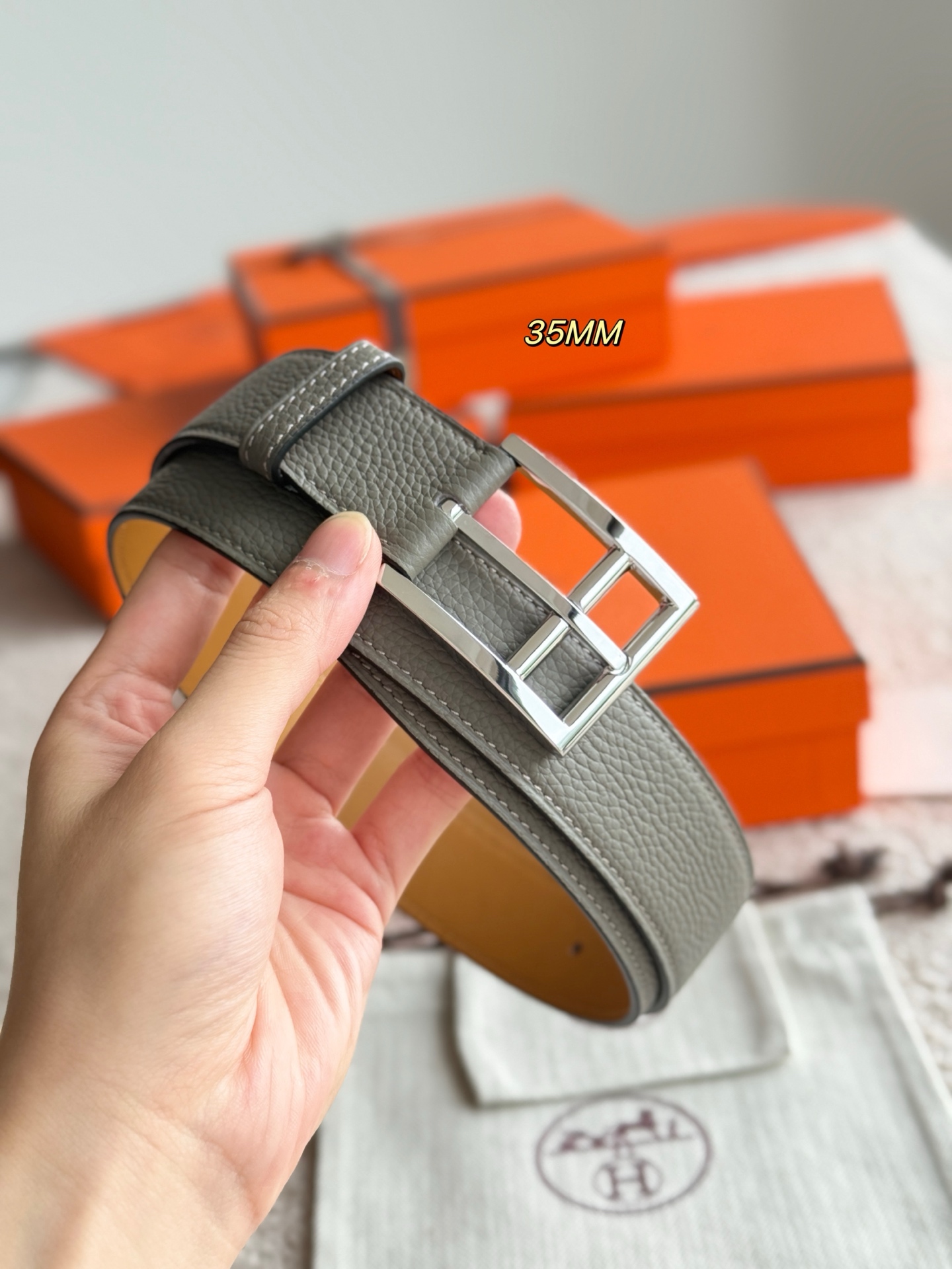 Hermès 宽 3.5cm · 代购级 爱马仕 ROMAIN 35 BELT 进口Togo皮 精品针扣 高品质