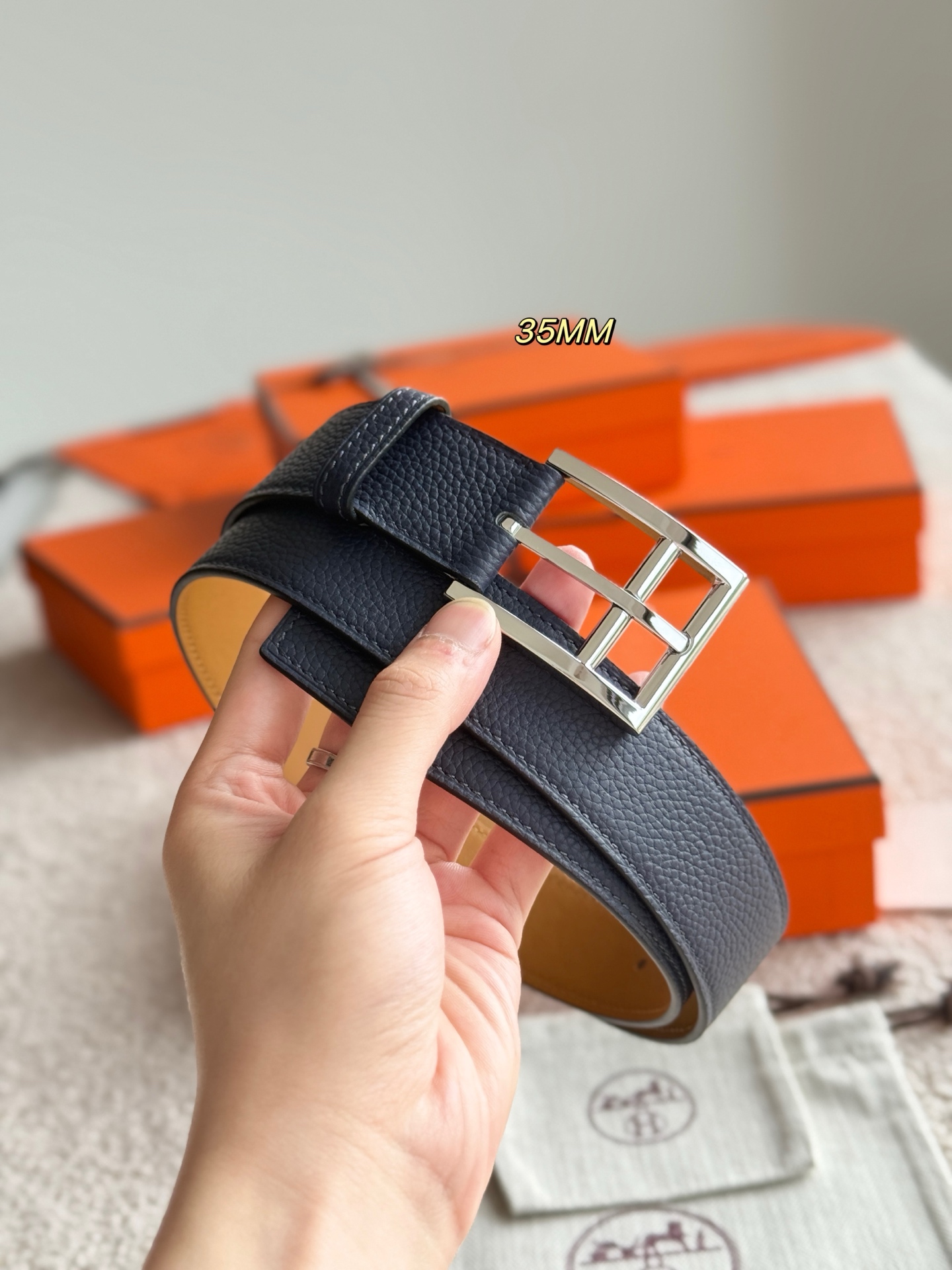 Hermès 宽 3.5cm · 代购级 爱马仕 ROMAIN 35 BELT 进口Togo皮 精品针扣 高品质