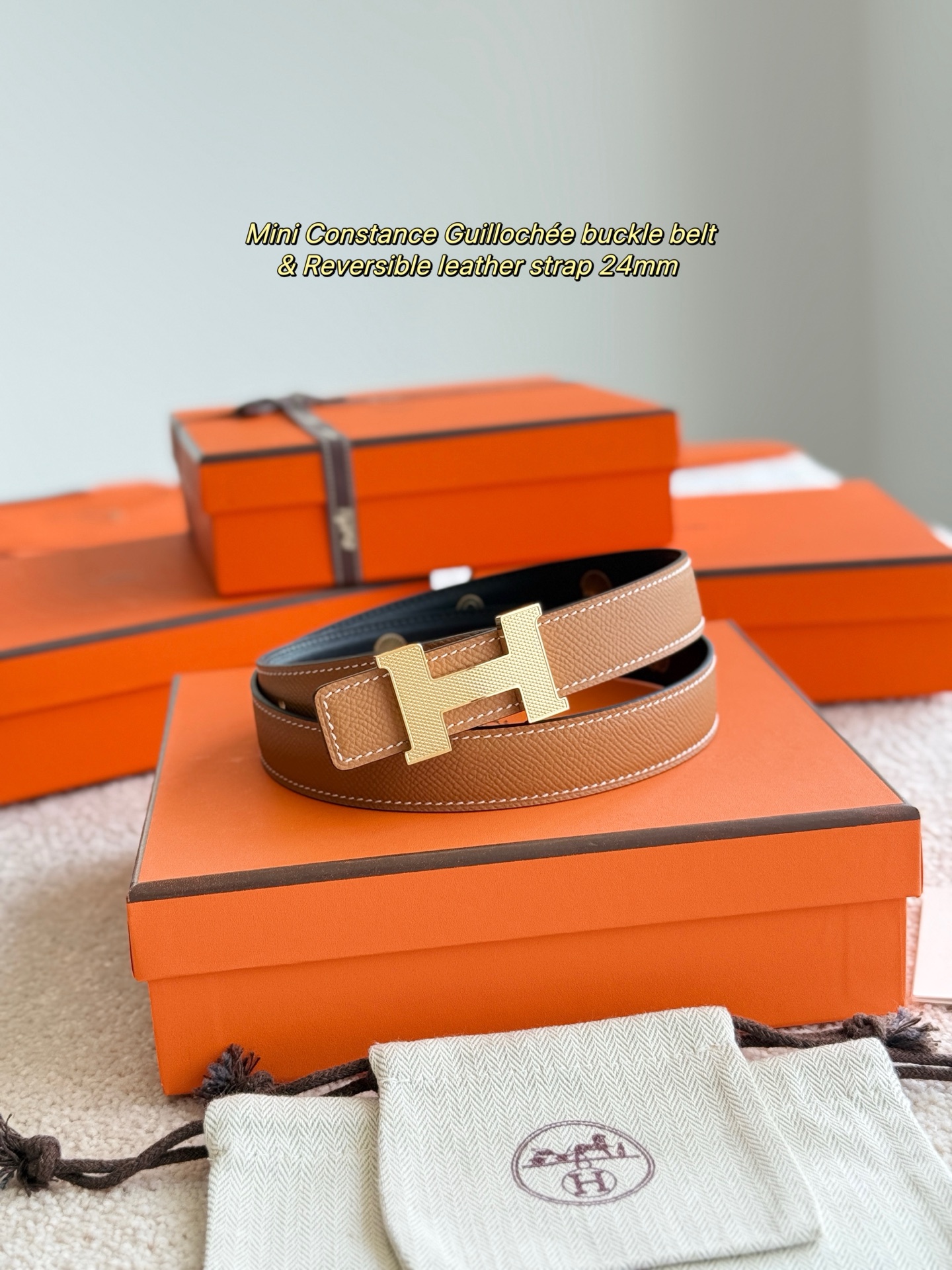 Hermes Mini Constance Guillochée Reversible Leather Belt - Black/Gold Hardware 6 i1750390872266 5348 0 2