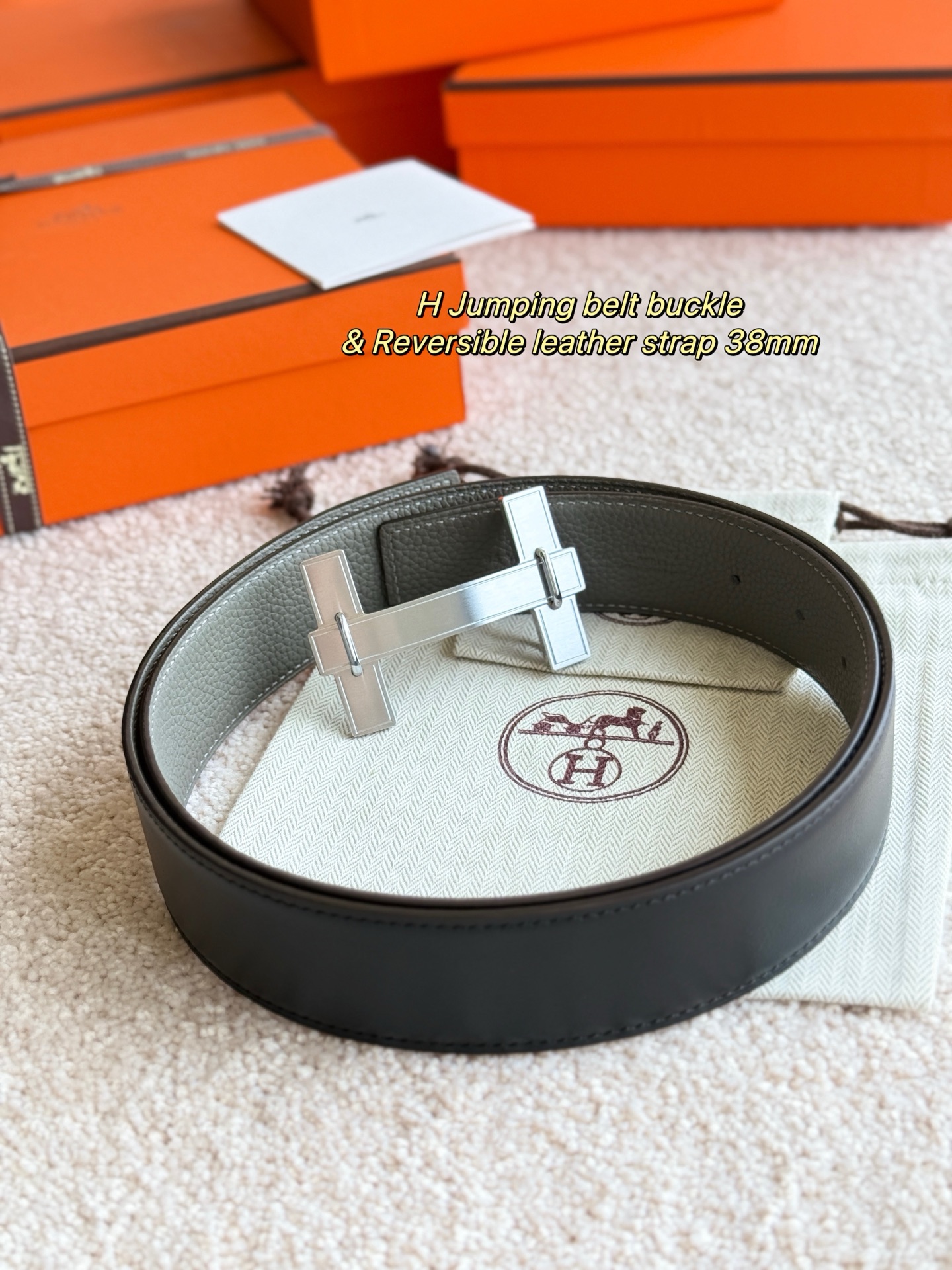  H JumPing 精品五金 搭配进口（積雨雲灰）togo皮 宽度38MM 以其精湛工艺高品质材料和经