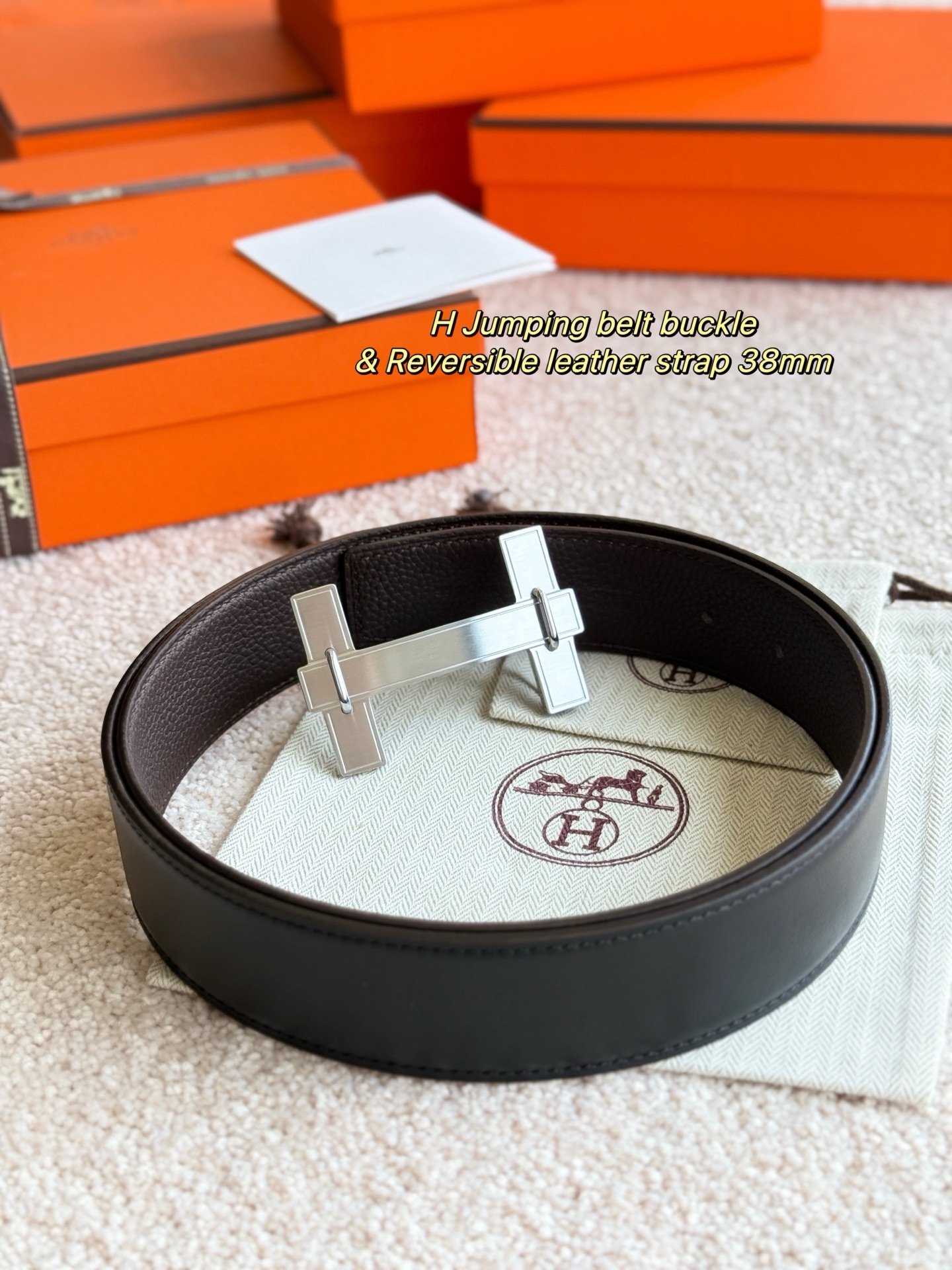  H JumPing 精品五金 搭配进口（巧克力）togo皮 宽度38MM 以其精湛工艺高品质材料和经典