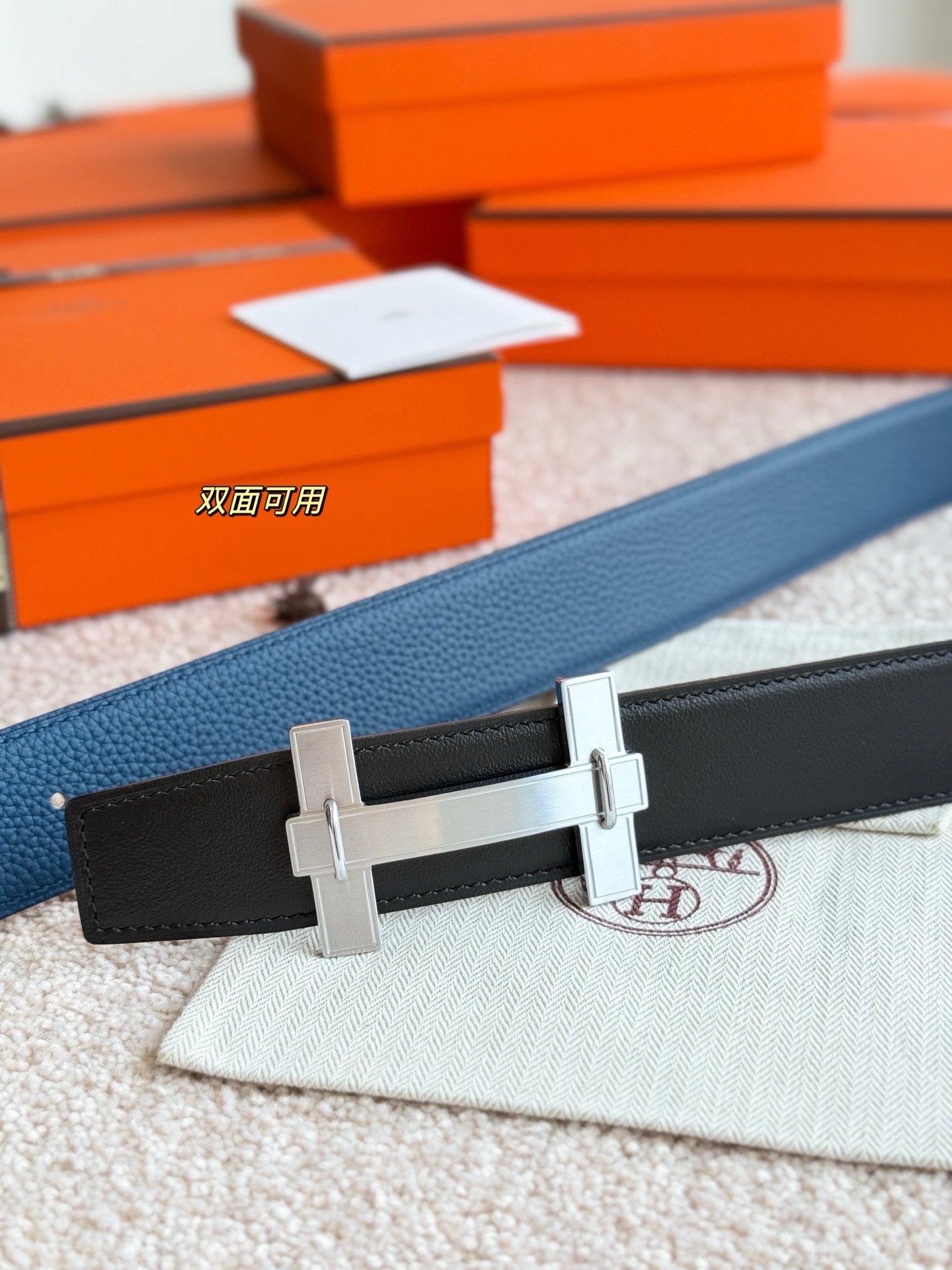  H JumPing 精品五金 搭配进口（深邃蓝）togo皮 宽度38MM 以其精湛工艺高品质材料和经典