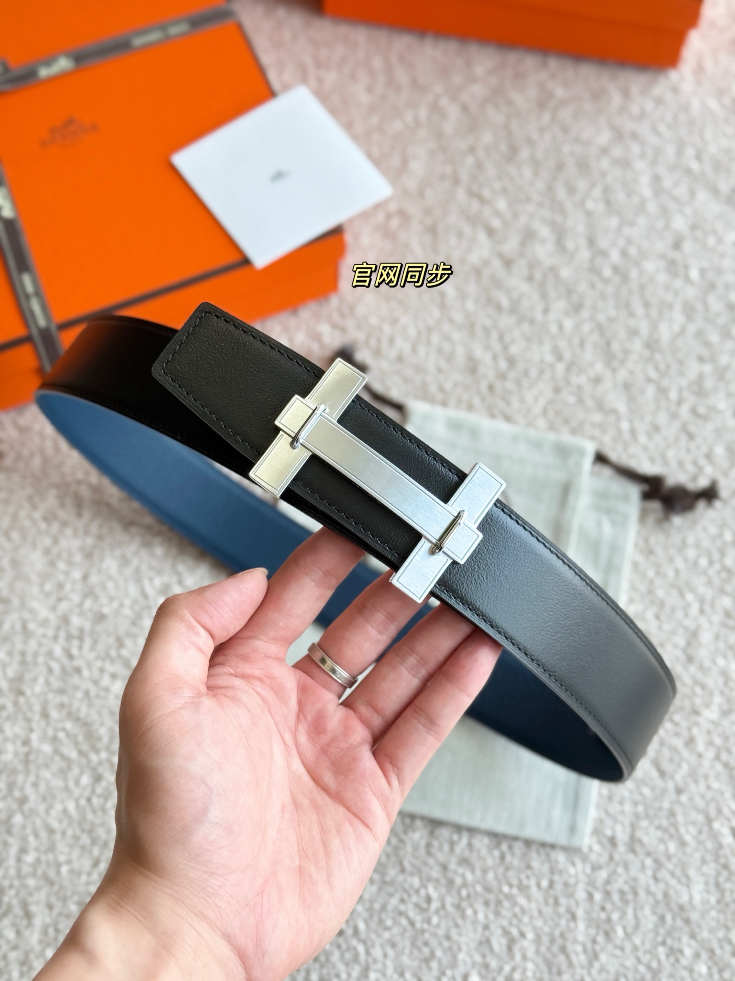  H JumPing 精品五金 搭配进口（深邃蓝）togo皮 宽度38MM 以其精湛工艺高品质材料和经典