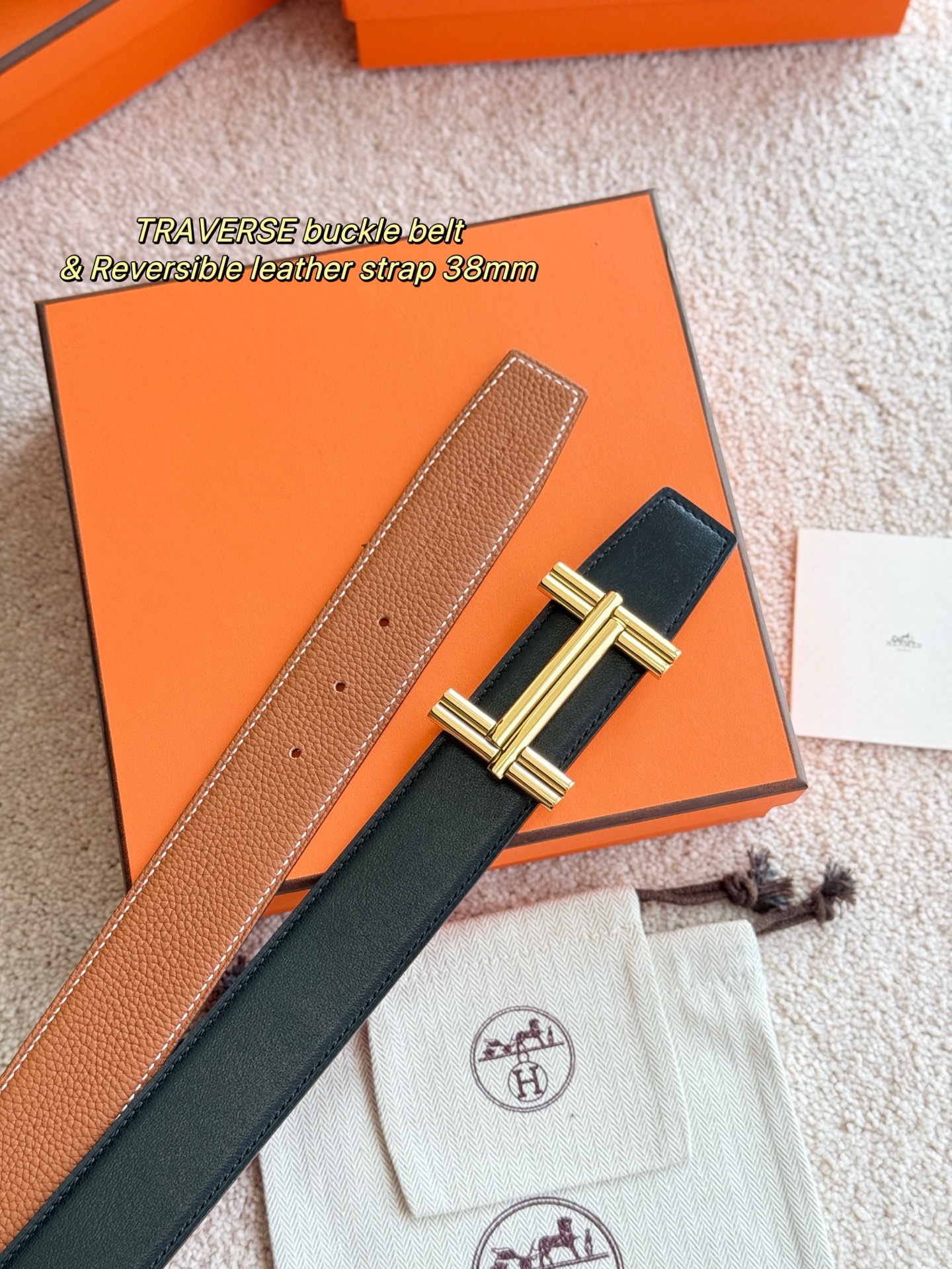  TRAVERSE 精品五金 搭配进口（金棕）togo皮 宽度38MM 以其精湛工艺高品质材料和经典设计