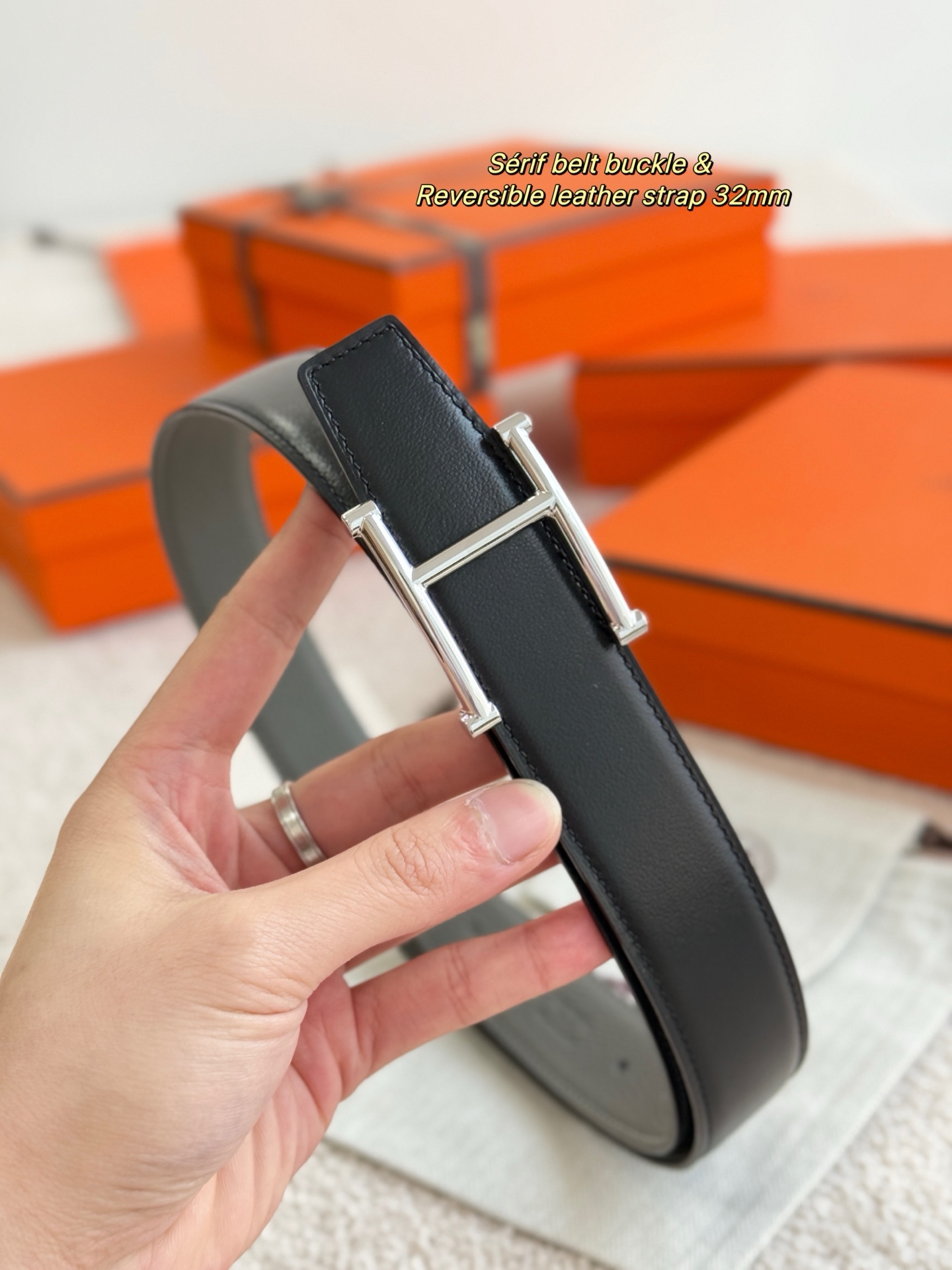 Hermès Sérif Reversible Belt 32mm, Togo Leather, Exquisite Hardware 9 i1756698956142 21 0 6